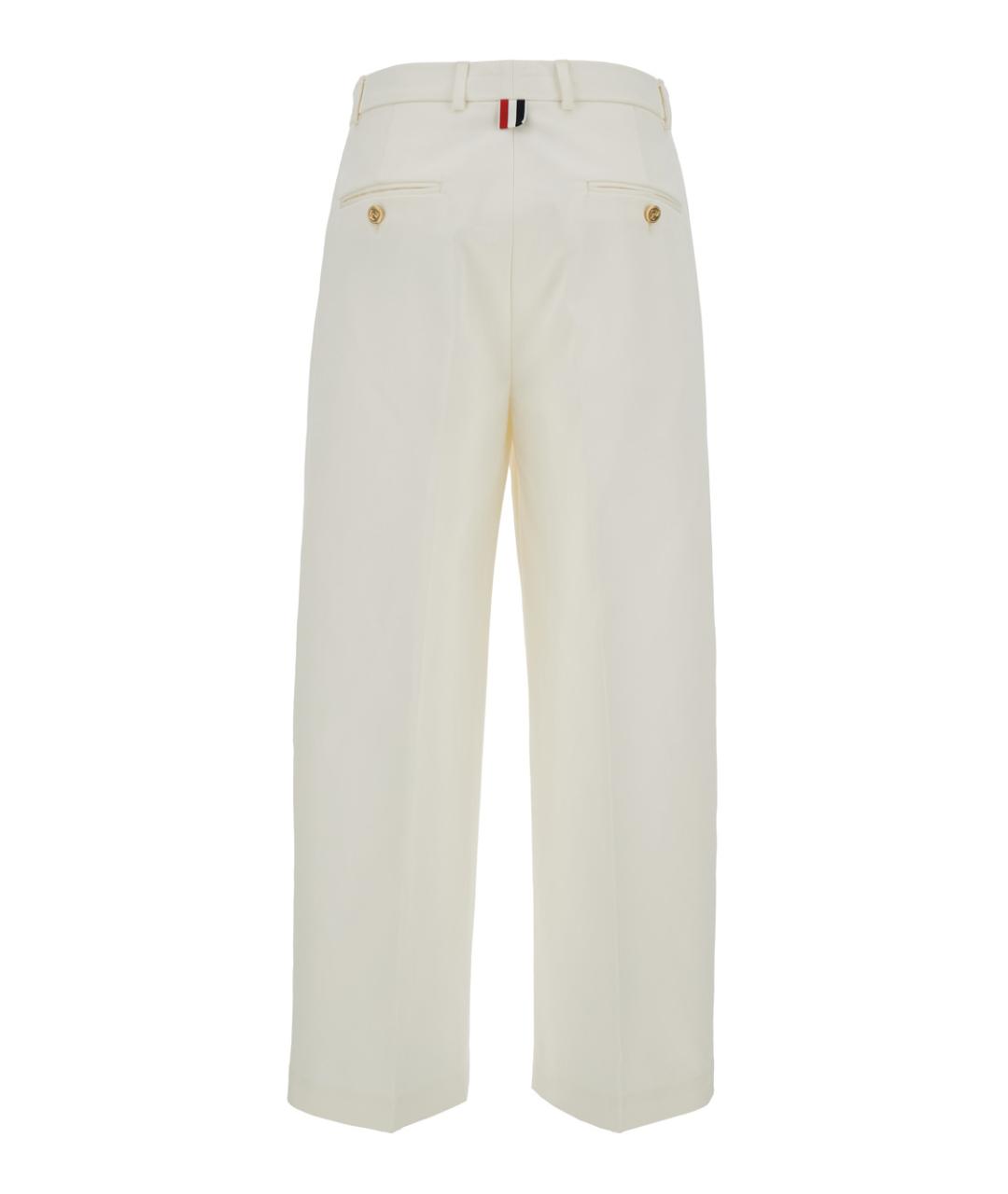 THOM BROWNE Белые хлопковые прямые брюки, фото 2