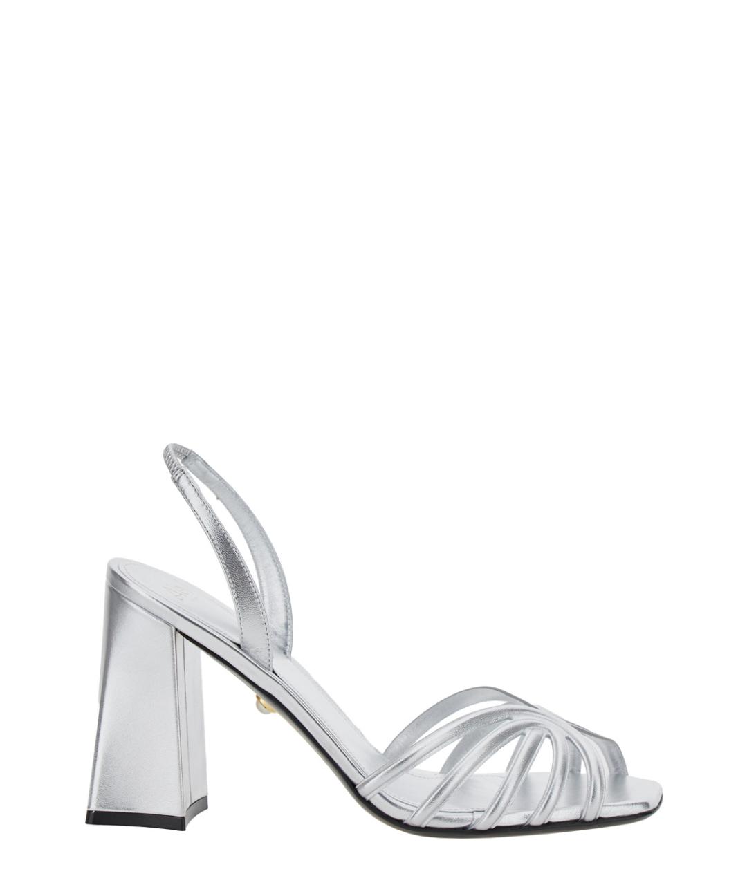 ALEVI Серебряные кожаные босоножки, фото 1