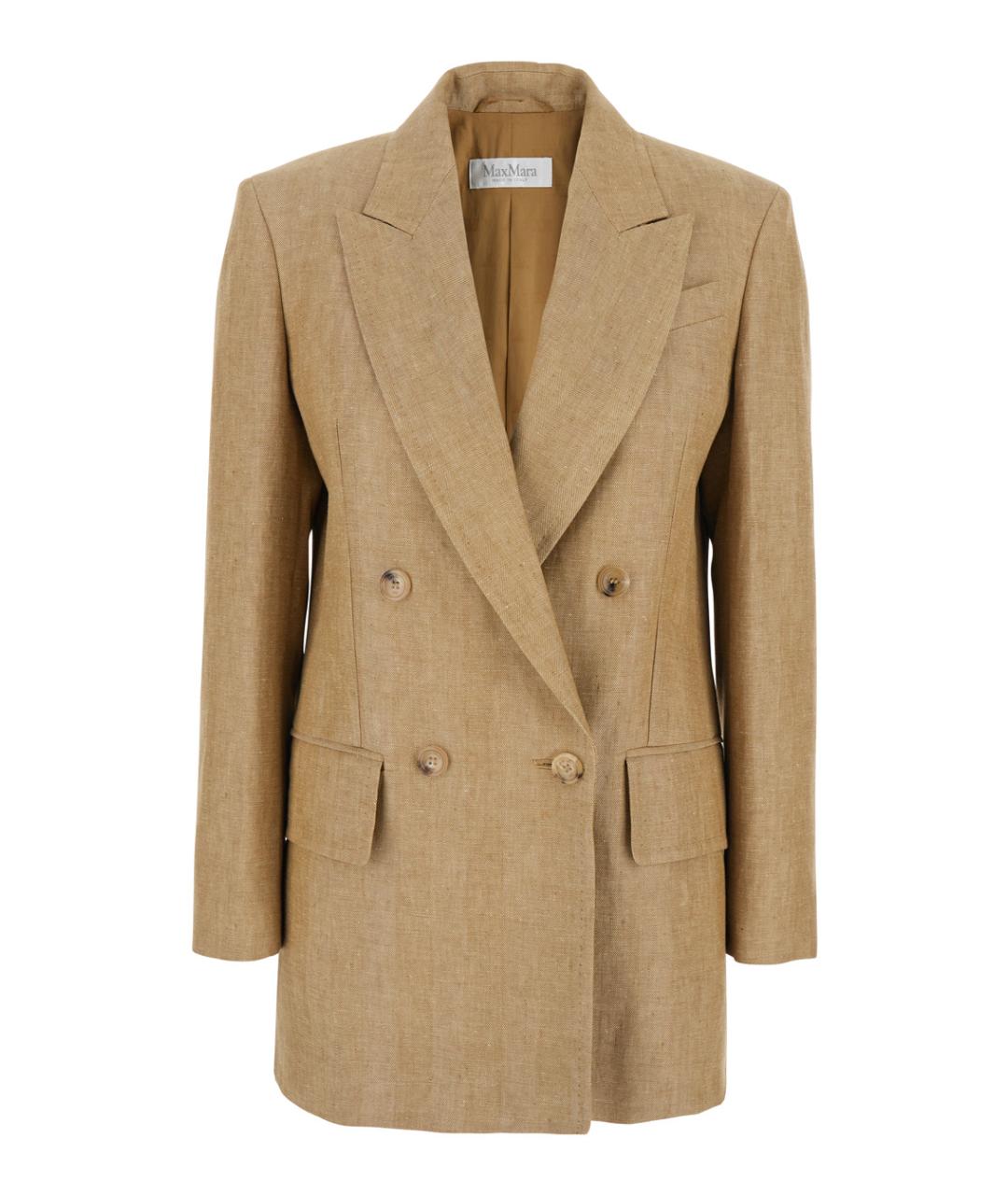 MAX MARA Бежевый льняной жакет/пиджак, фото 1