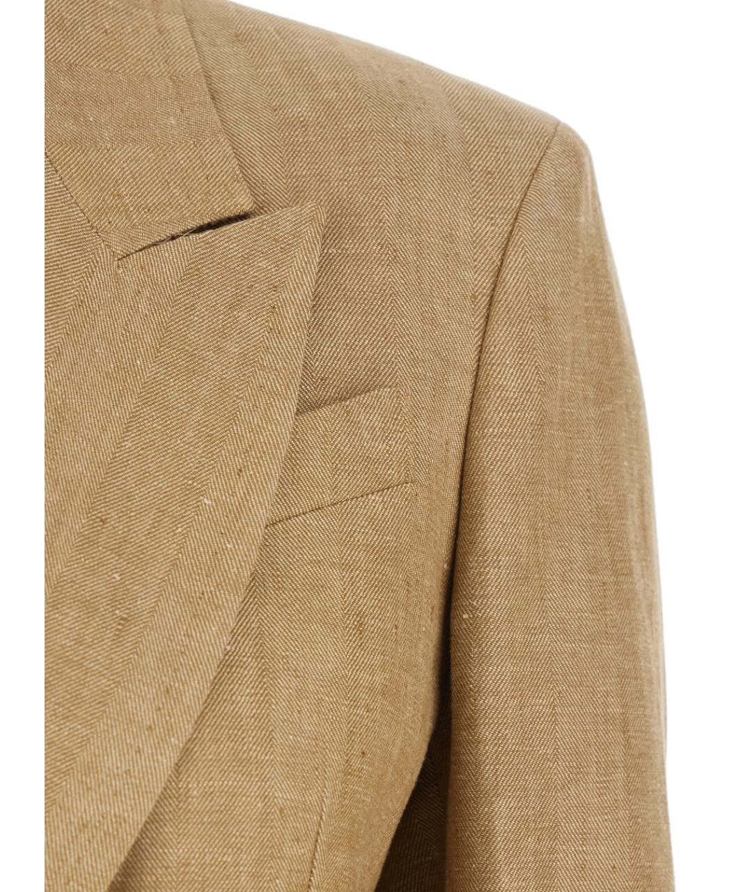 MAX MARA Бежевый льняной жакет/пиджак, фото 3