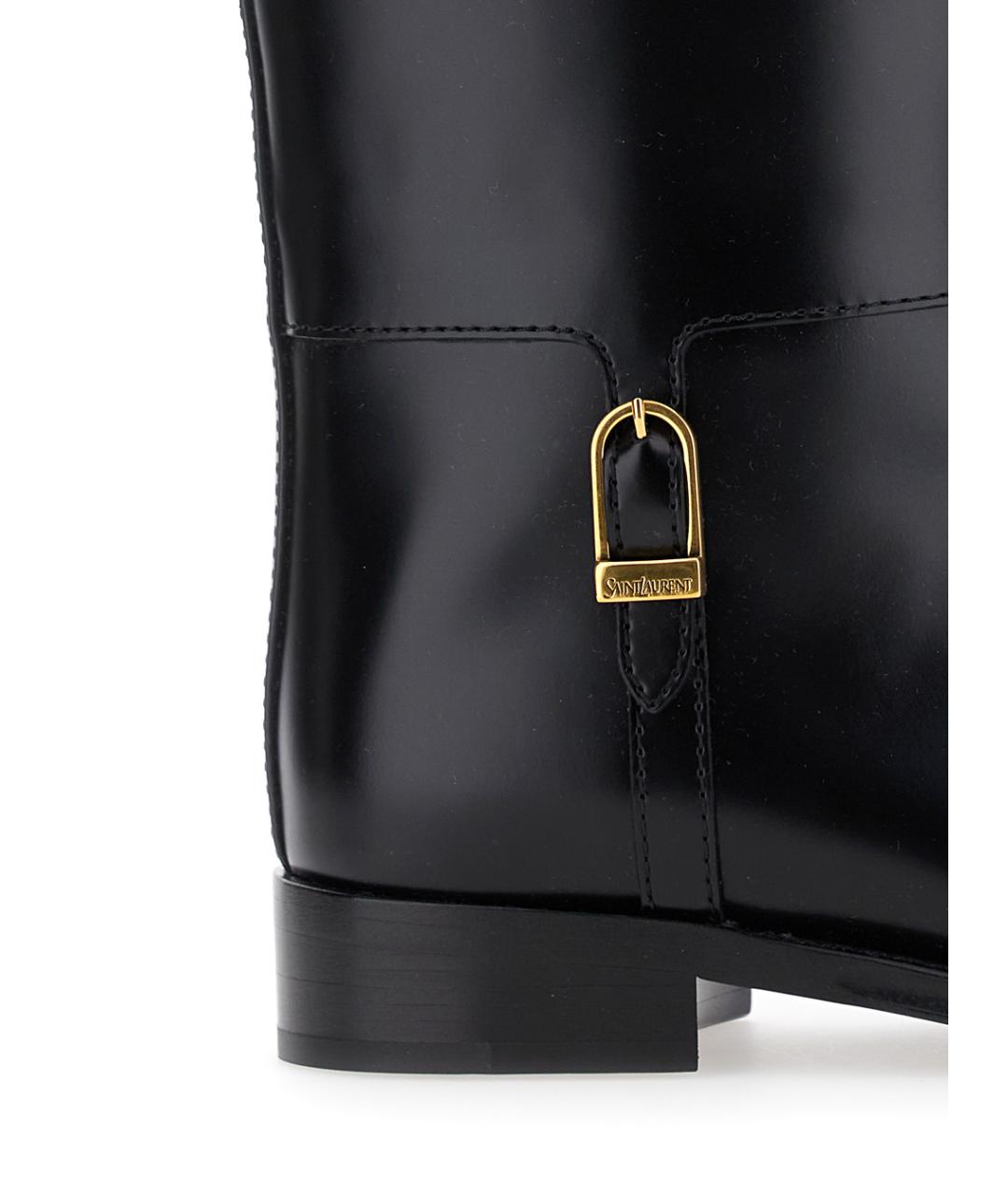 SAINT LAURENT Черные кожаные сапоги, фото 4