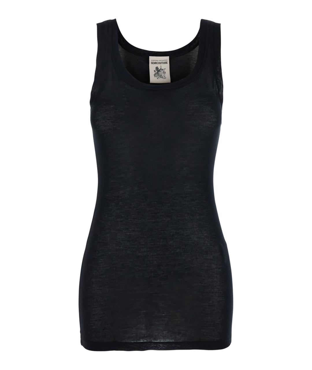 SEMICOUTURE Черная вискозная майка, фото 1