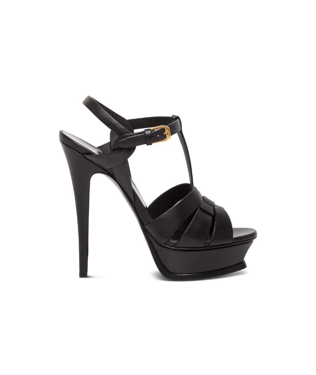 SAINT LAURENT Черные кожаные босоножки, фото 1