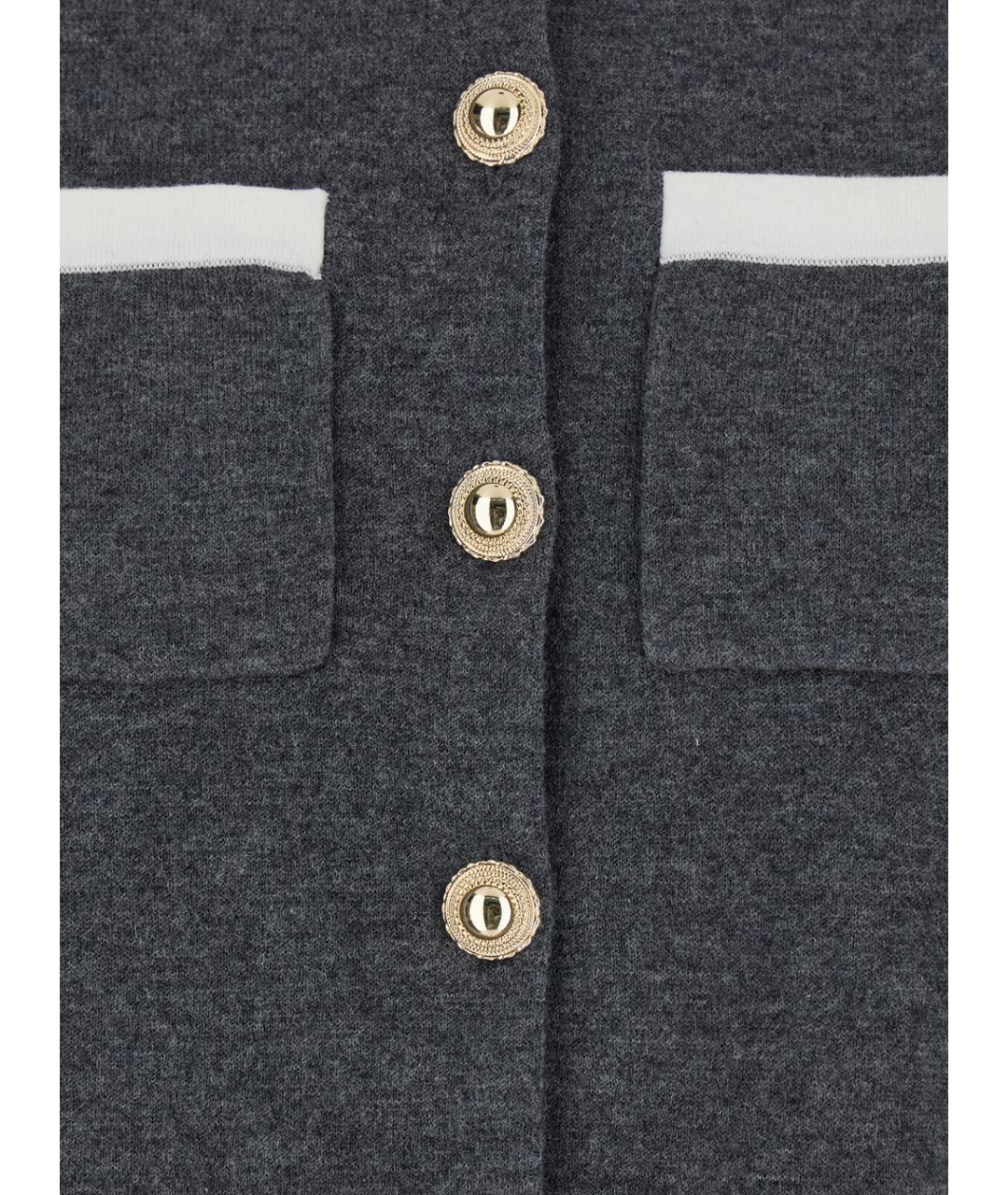 SELF-PORTRAIT Серый шерстяной кардиган, фото 3