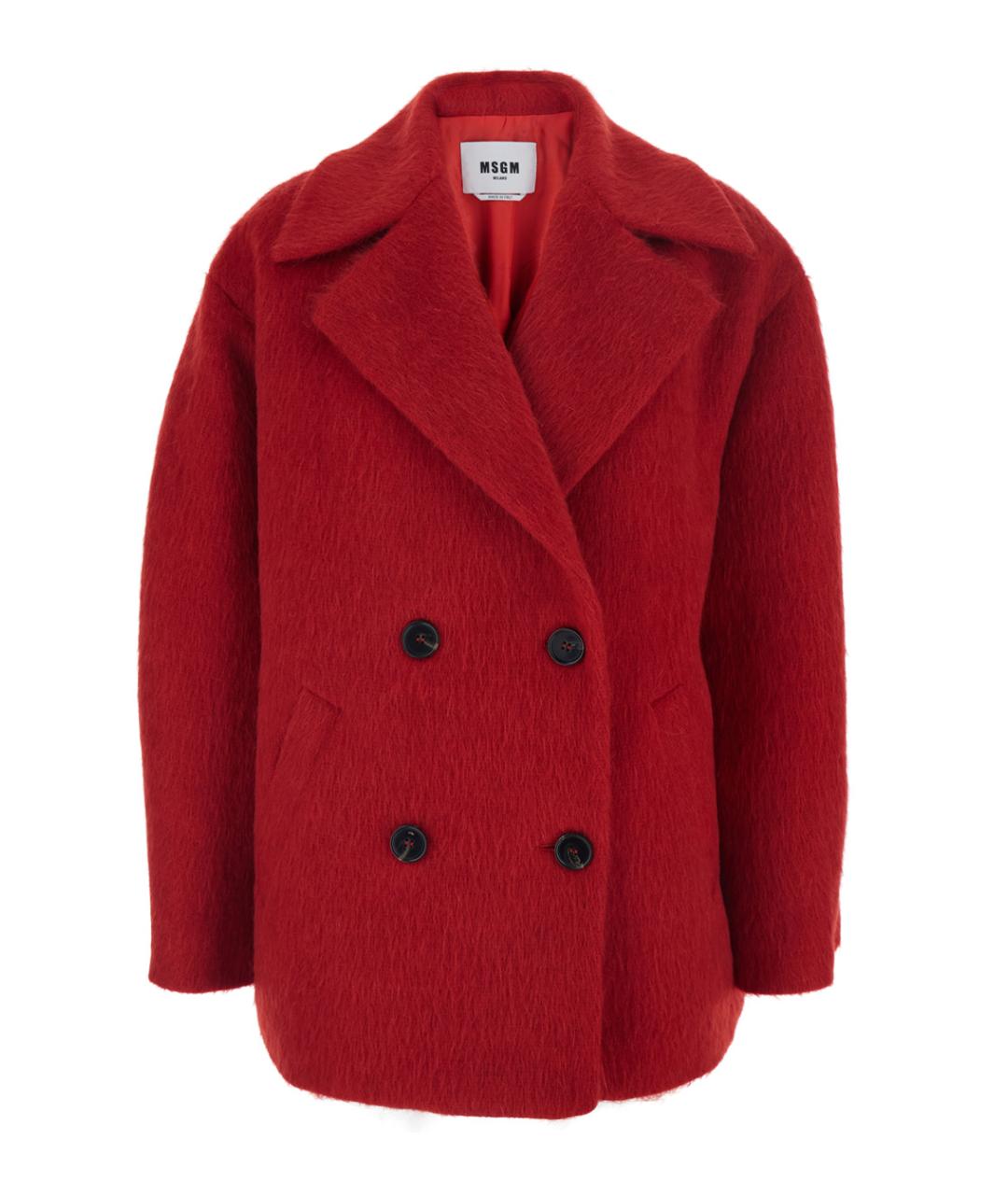 MSGM Красное шерстяное пальто, фото 1