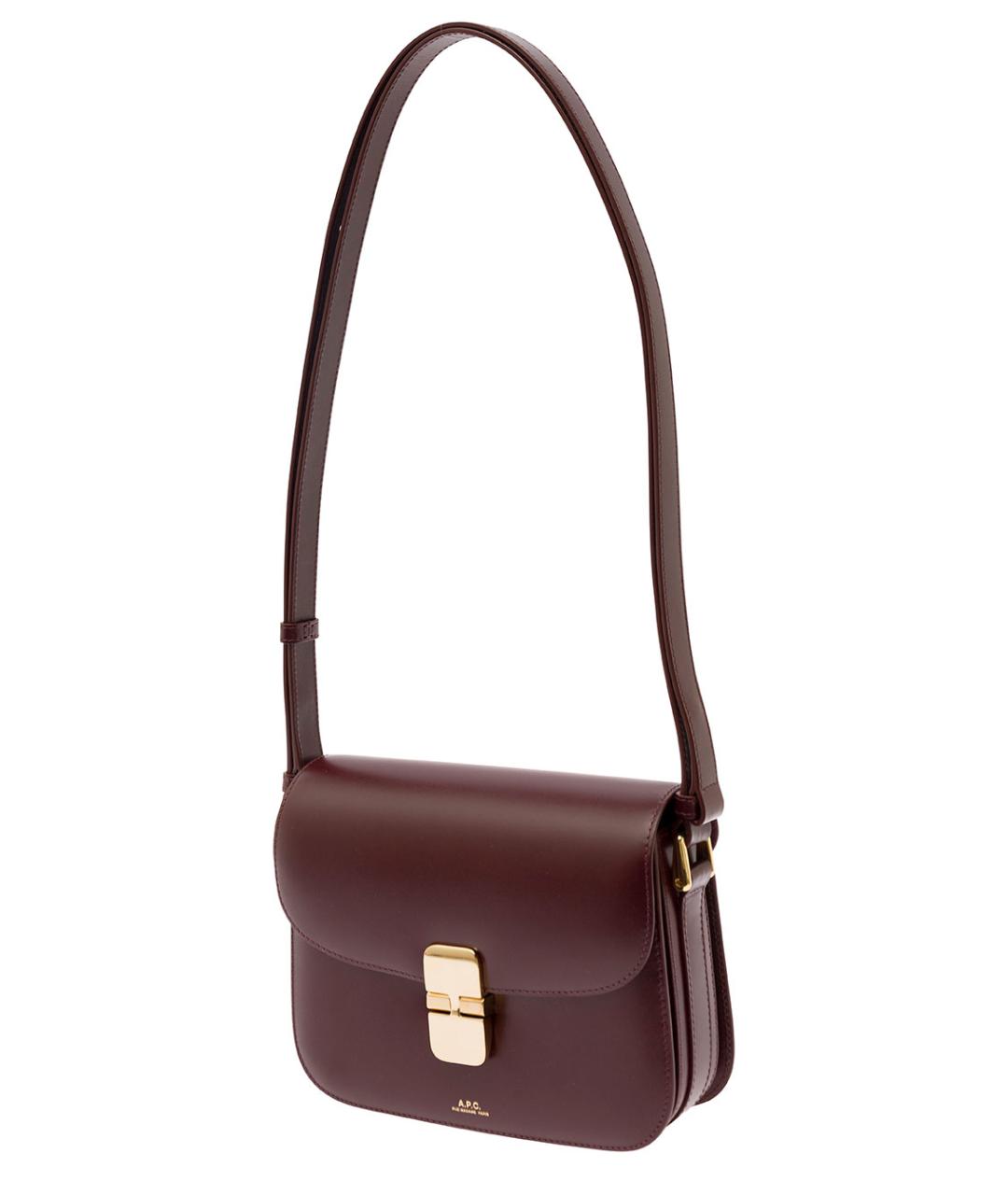 A.P.C. Бордовая кожаная сумка через плечо, фото 2