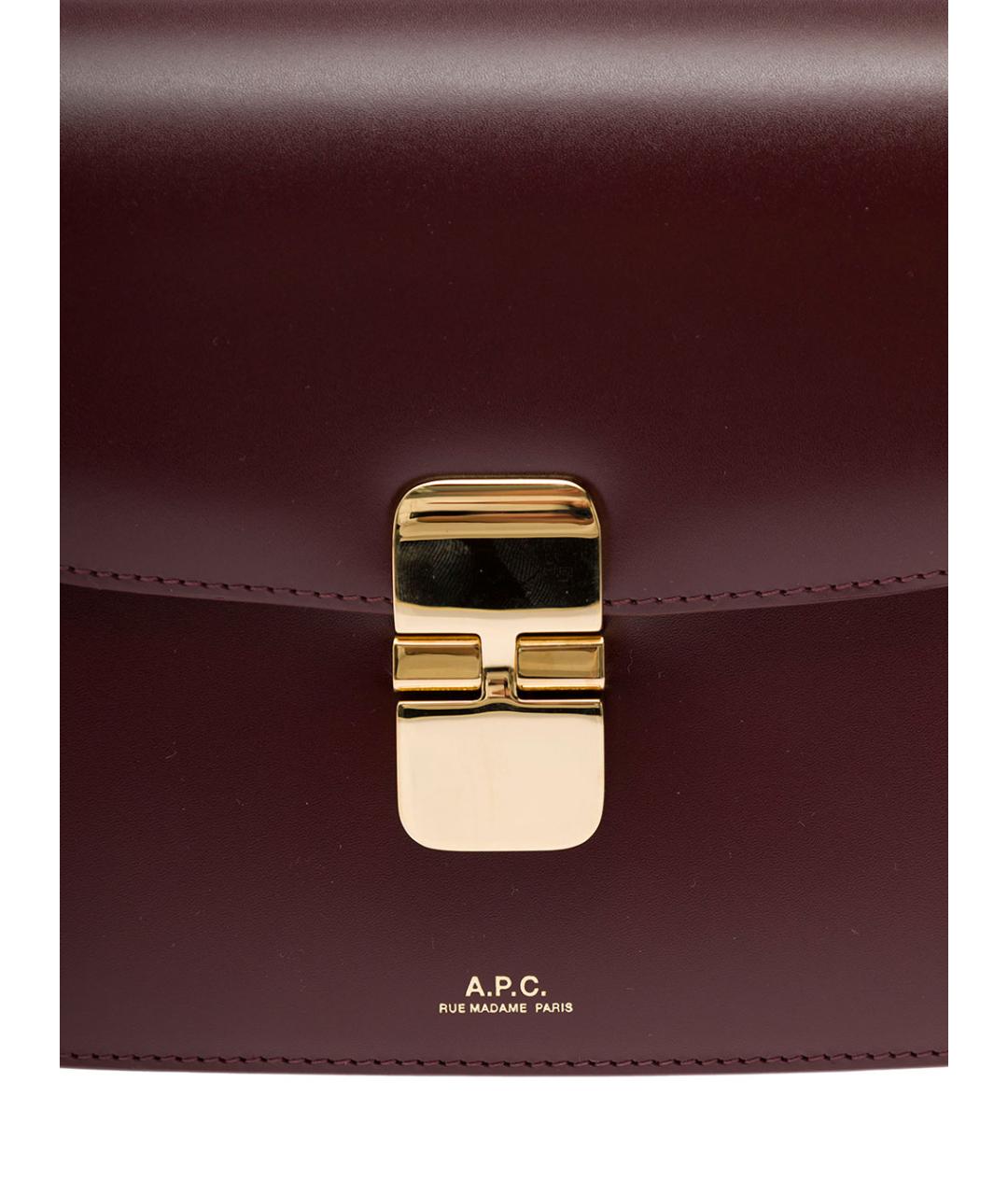 A.P.C. Бордовая кожаная сумка через плечо, фото 5