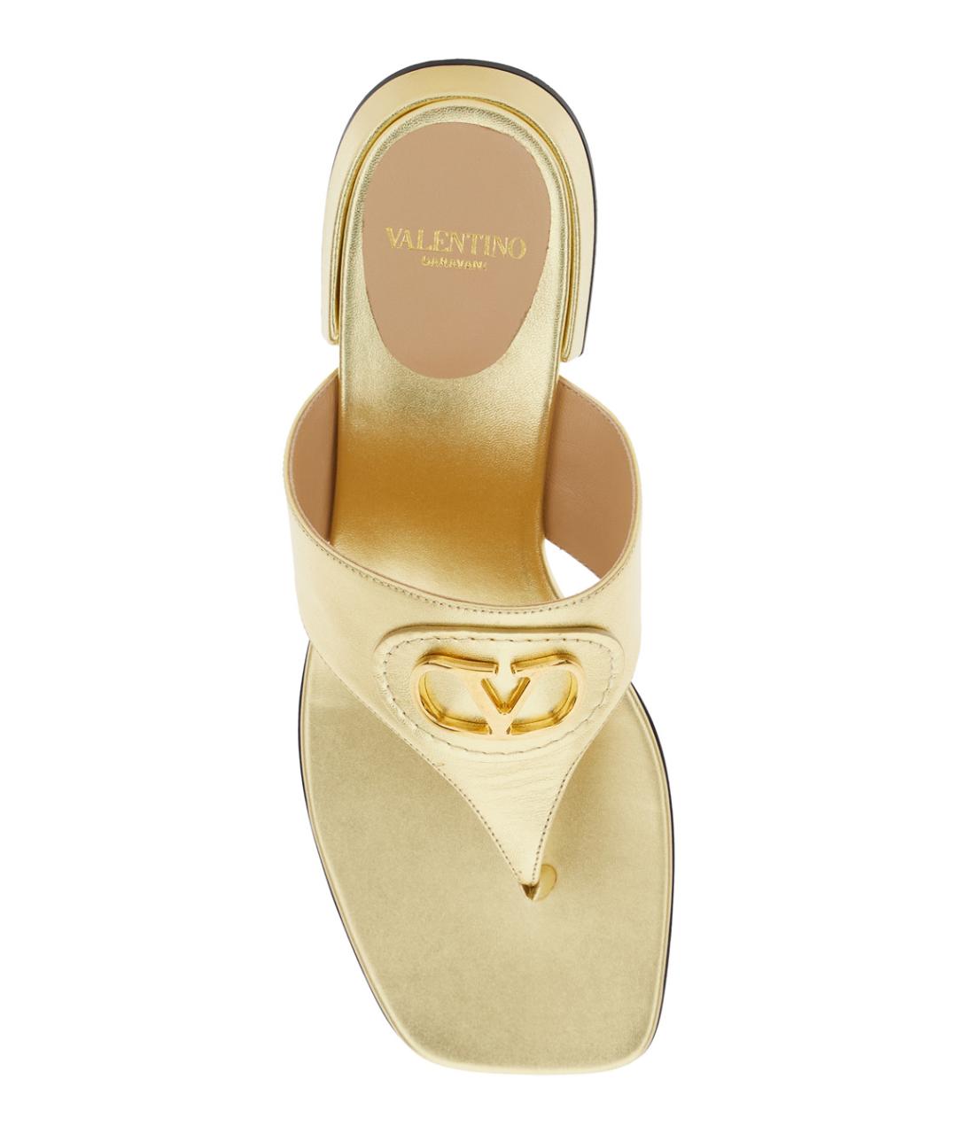 VALENTINO Золотые кожаные сандалии, фото 4