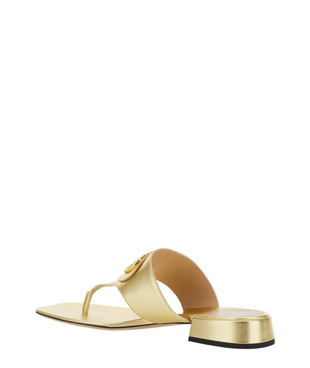 VALENTINO Золотые кожаные сандалии, фото 3