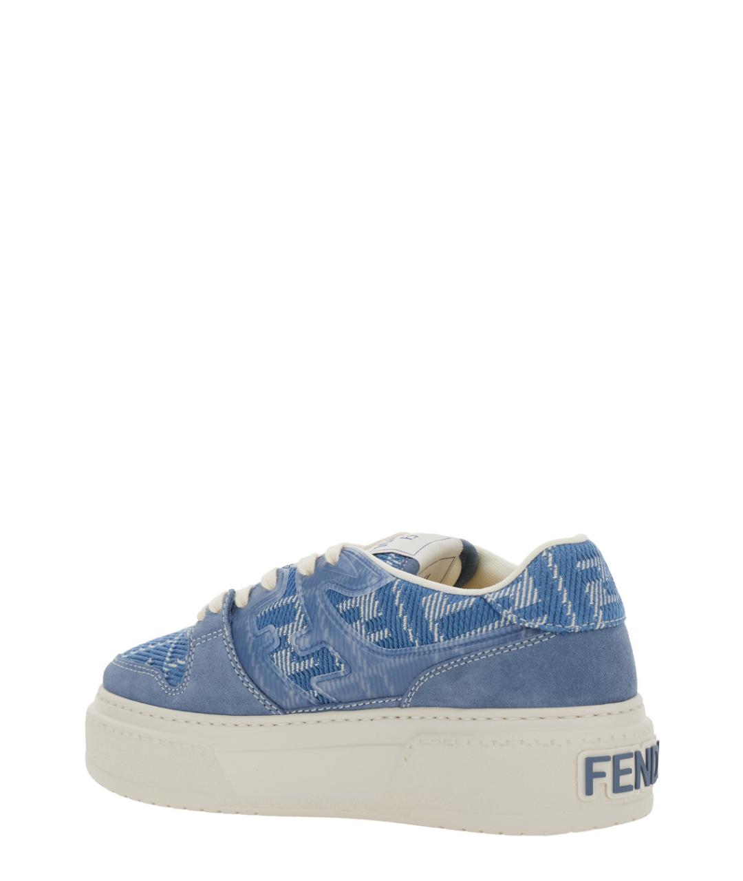 FENDI Синие кожаные кроссовки, фото 3