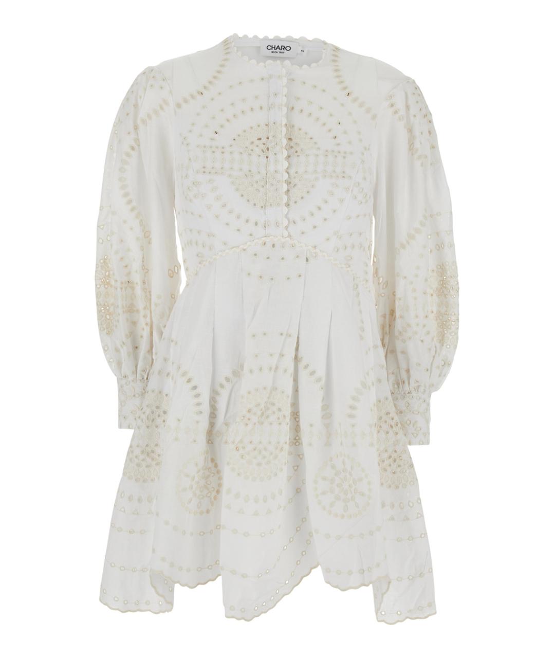CHARO RUIZ Белое хлопковое повседневное платье, фото 1