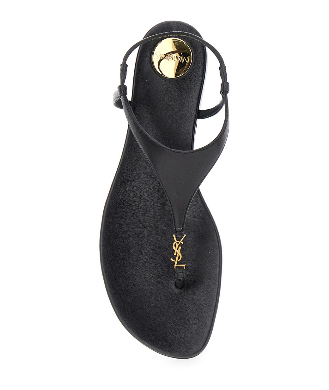 SAINT LAURENT Черные кожаные сандалии, фото 3
