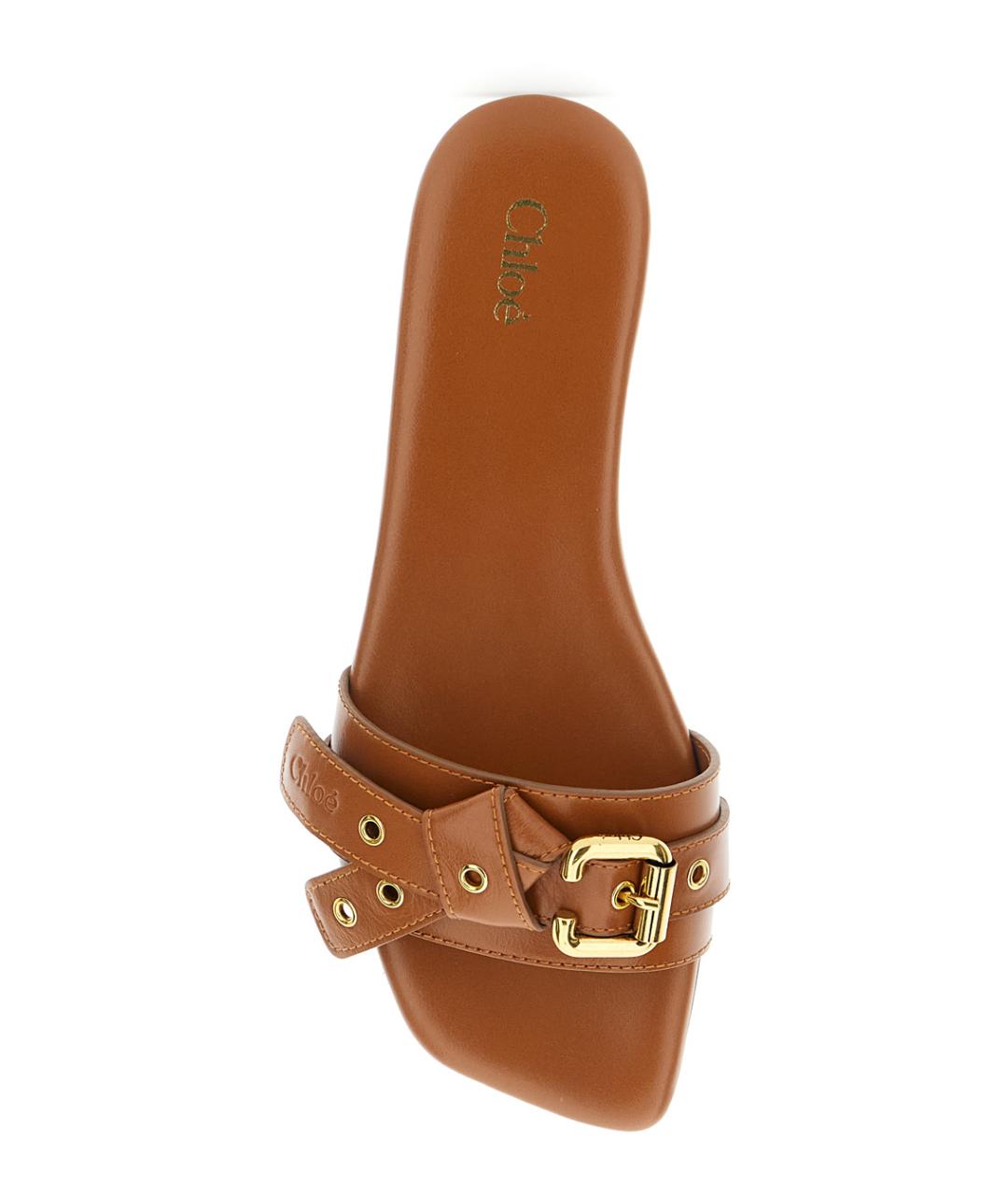 CHLOE Коричневые кожаные сандалии, фото 4