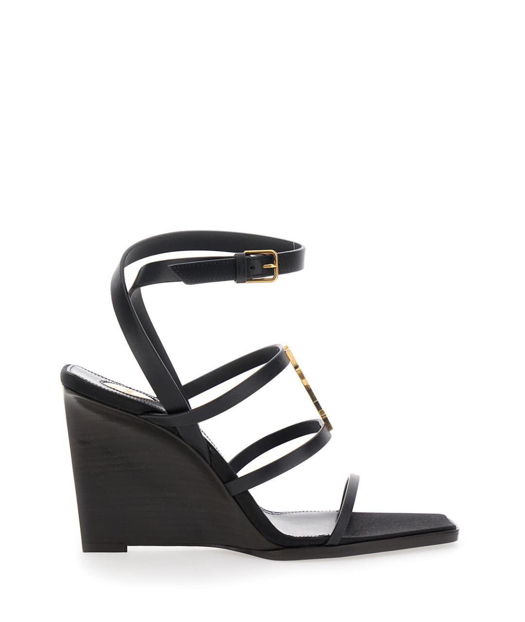 SAINT LAURENT Черные кожаные босоножки, фото 1