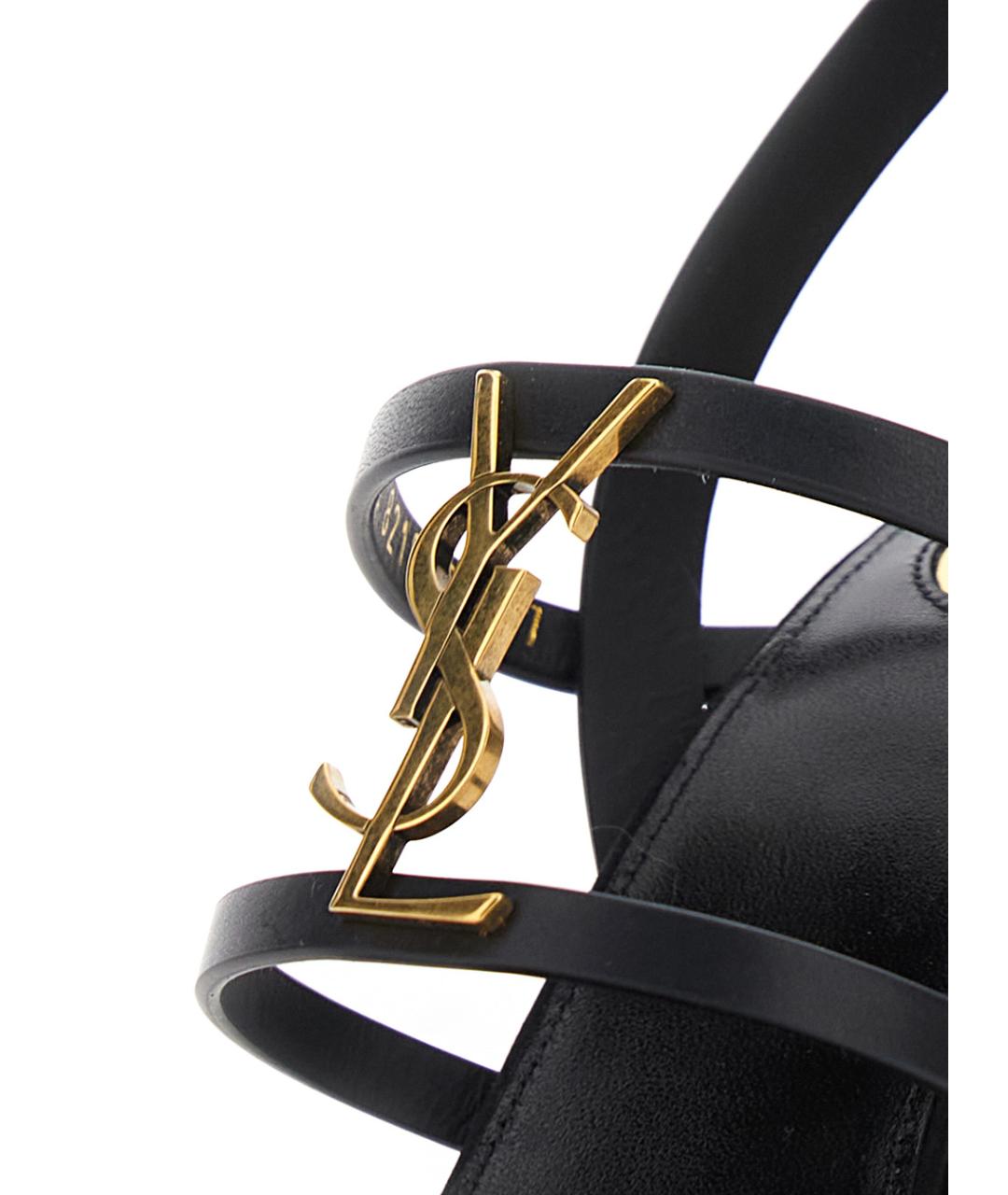 SAINT LAURENT Черные кожаные босоножки, фото 4