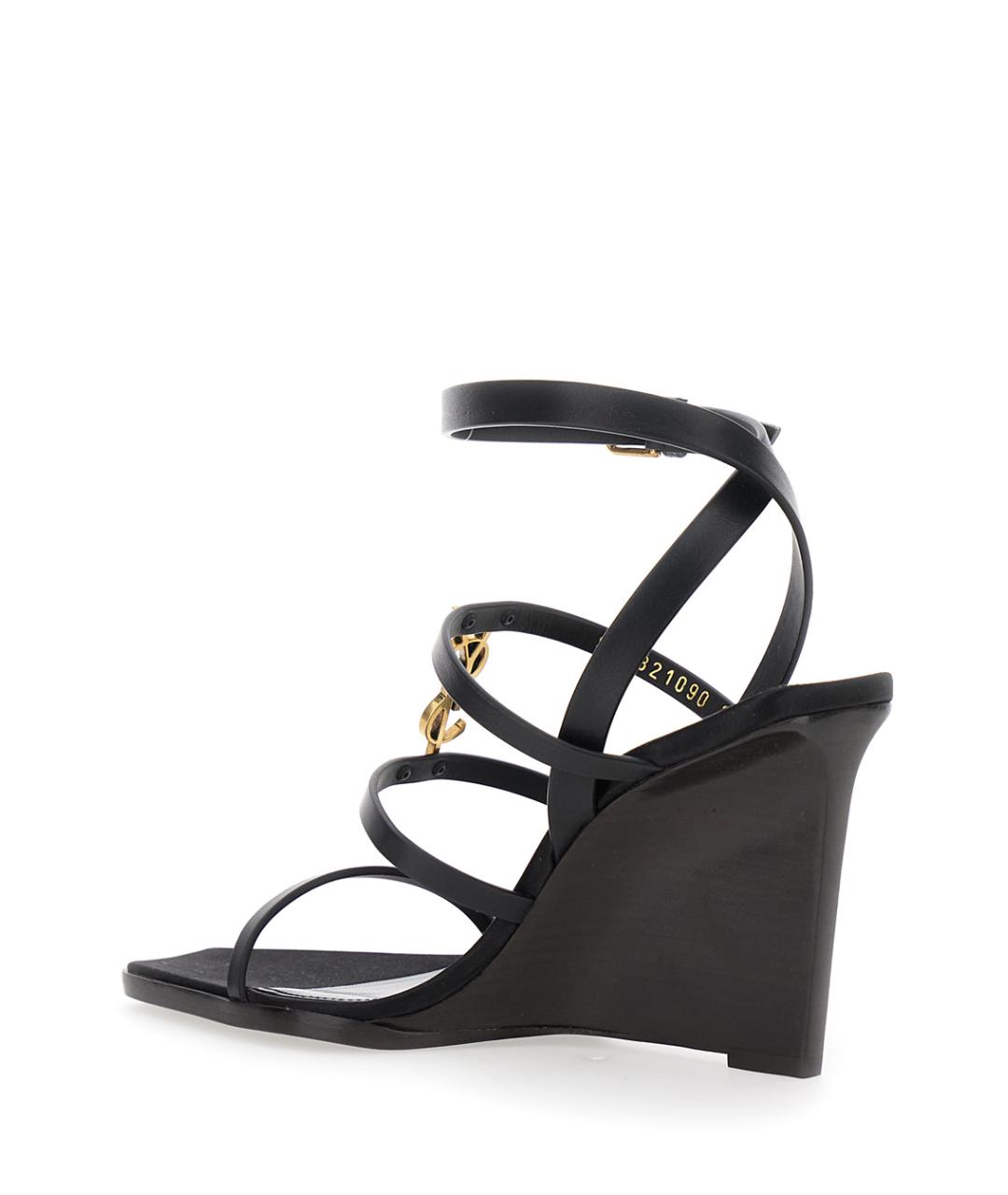 SAINT LAURENT Черные кожаные босоножки, фото 3