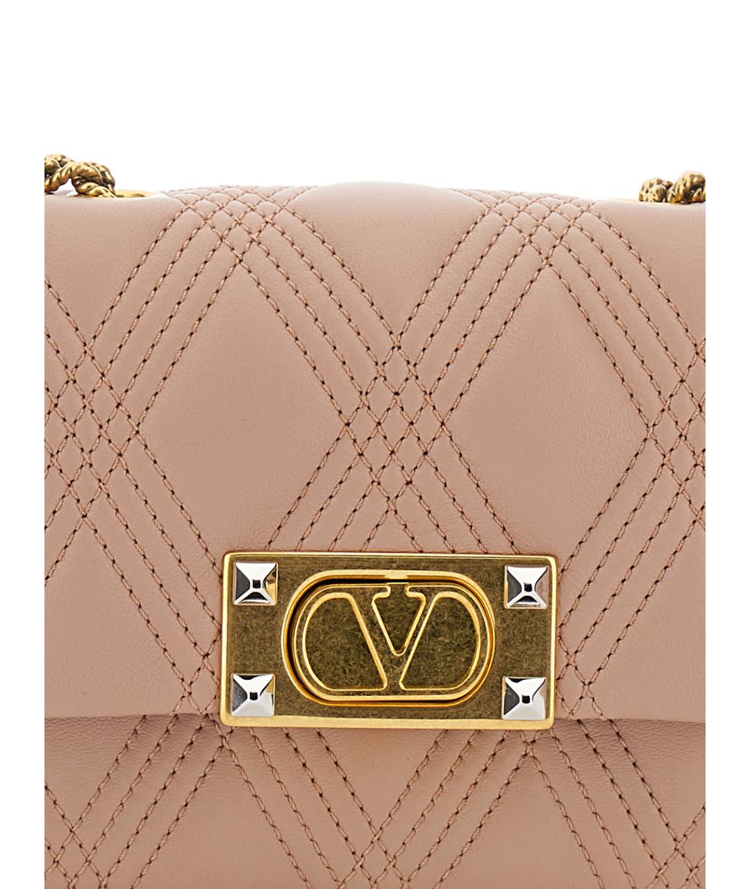 VALENTINO Розовая кожаная сумка через плечо, фото 3