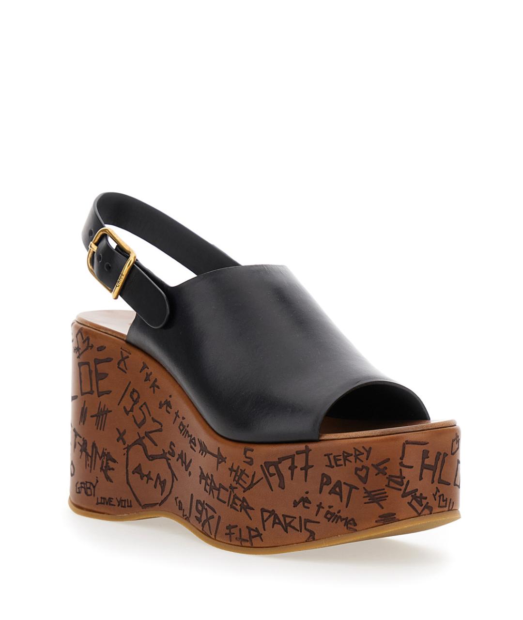 CHLOE Черные кожаные босоножки, фото 2