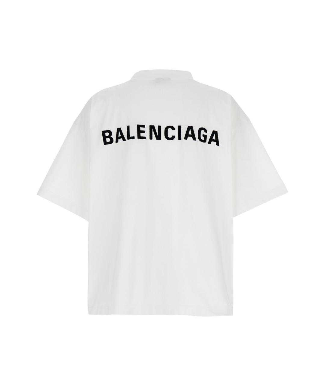 BALENCIAGA Белая хлопковая футболка, фото 2