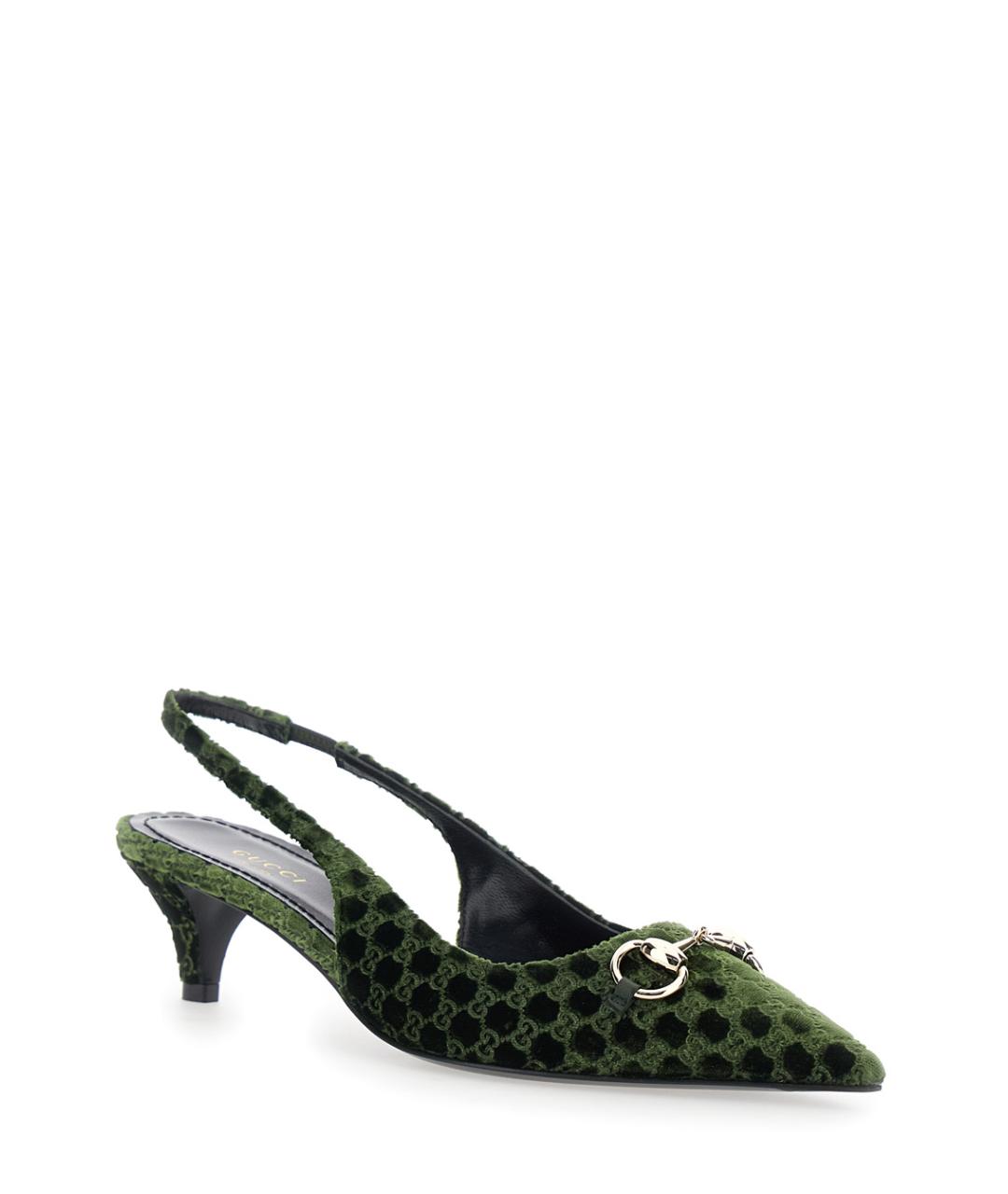 GUCCI Зеленые текстильные туфли, фото 2