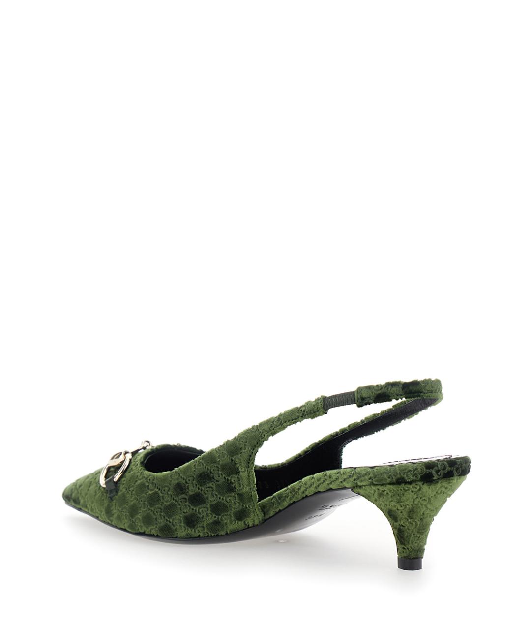 GUCCI Зеленые текстильные туфли, фото 3