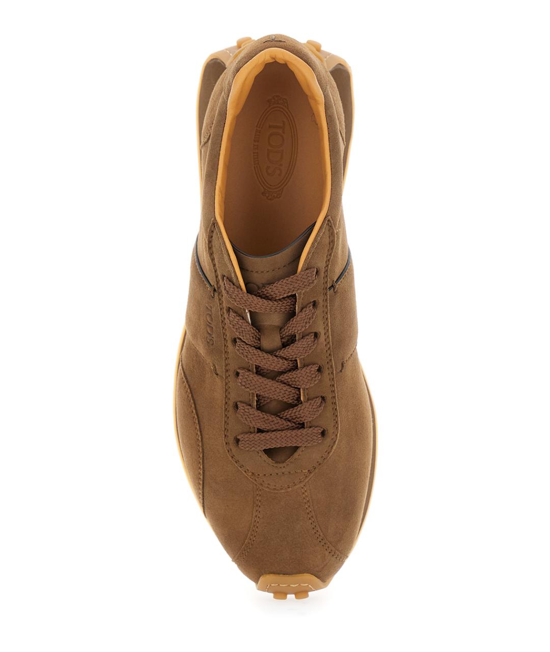 TOD'S Коричневые кожаные кроссовки, фото 4