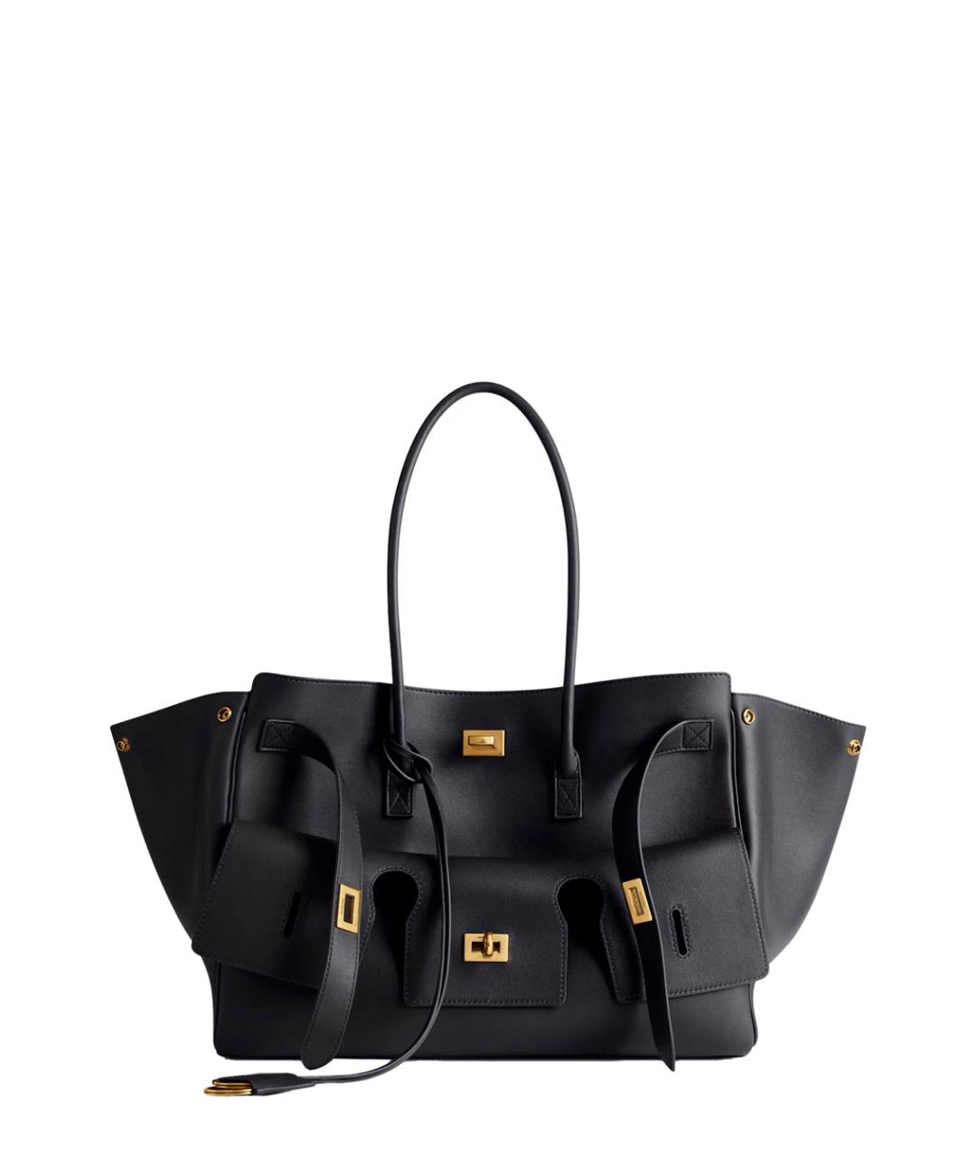 BALENCIAGA Черная кожаная сумка тоут, фото 1