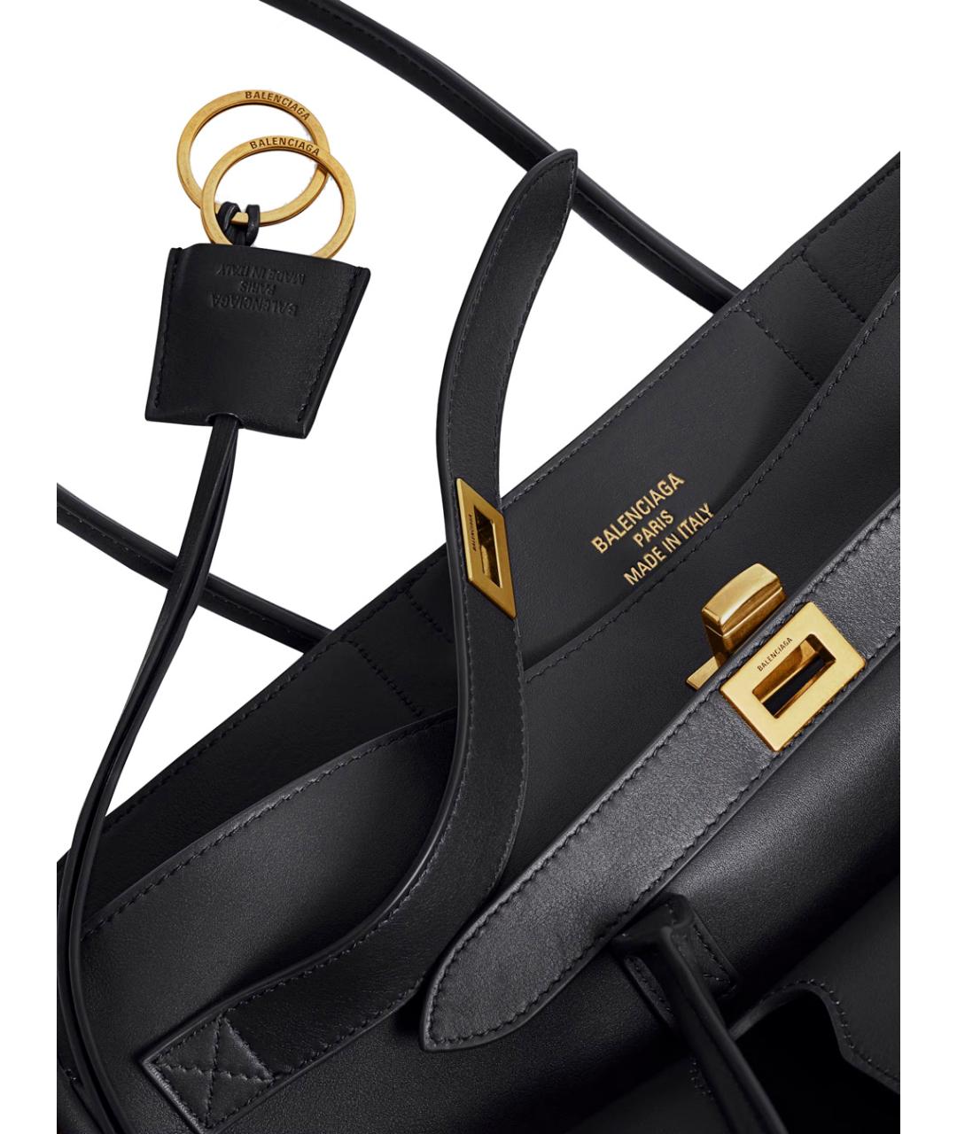 BALENCIAGA Черная кожаная сумка тоут, фото 2