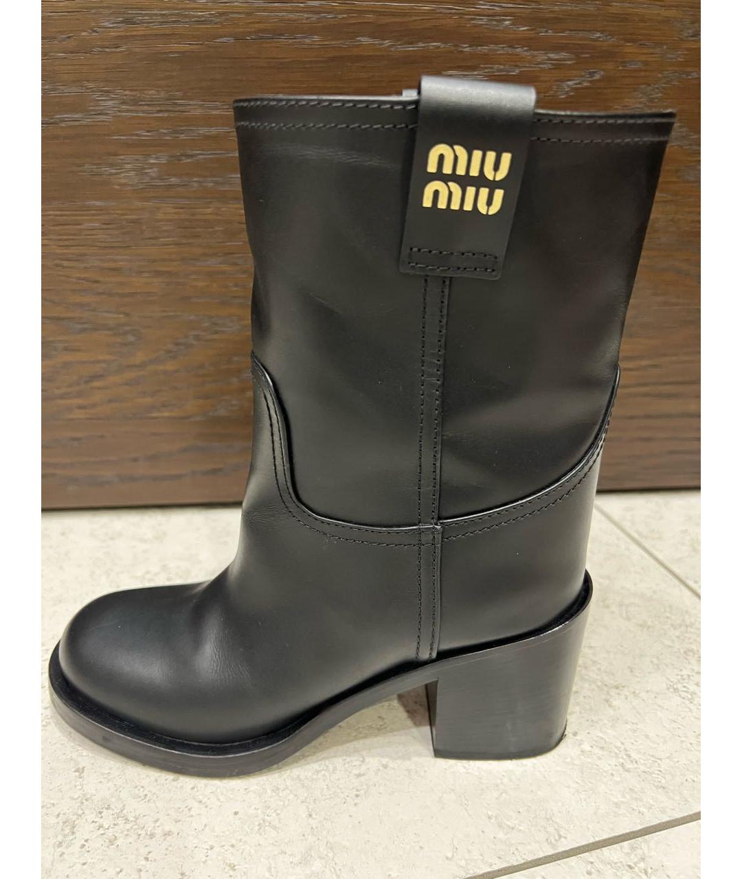 MIU MIU Черные кожаные полусапоги, фото 5