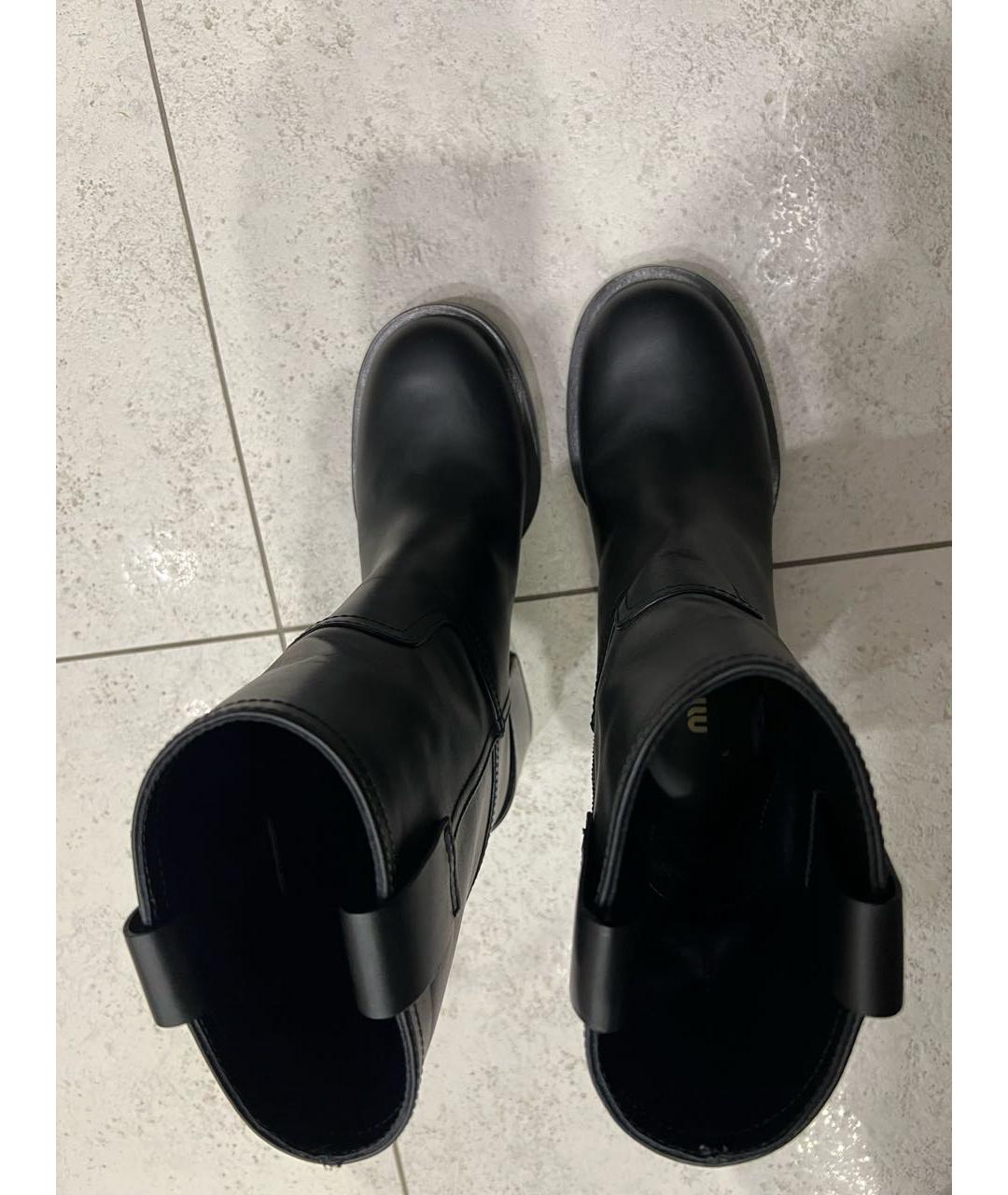 MIU MIU Черные кожаные полусапоги, фото 3