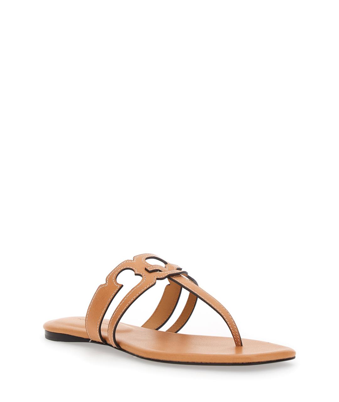 TORY BURCH Коричневые кожаные сандалии, фото 2