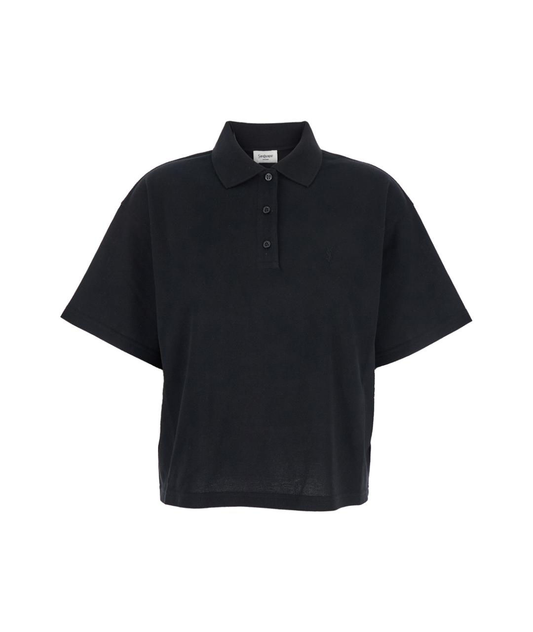 SAINT LAURENT Черная хлопковая футболка, фото 1