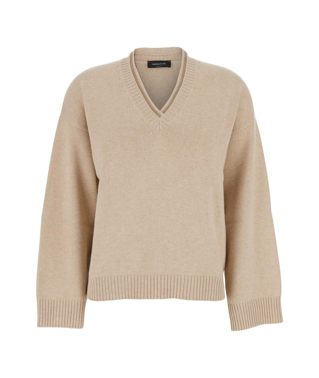 FABIANA FILIPPI Бежевый шерстяной джемпер / свитер, фото 1