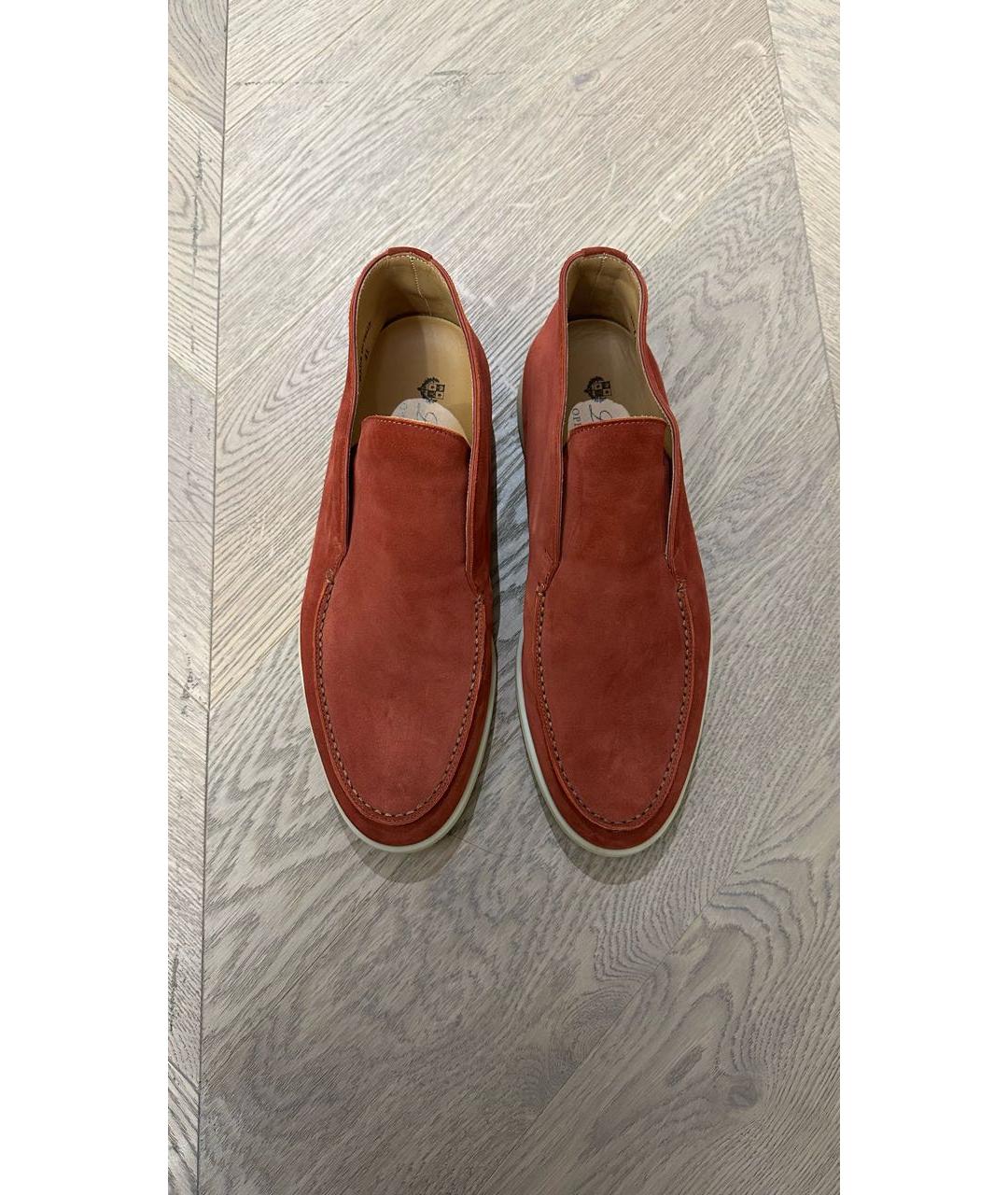 LORO PIANA Коралловые замшевые лоферы, фото 2