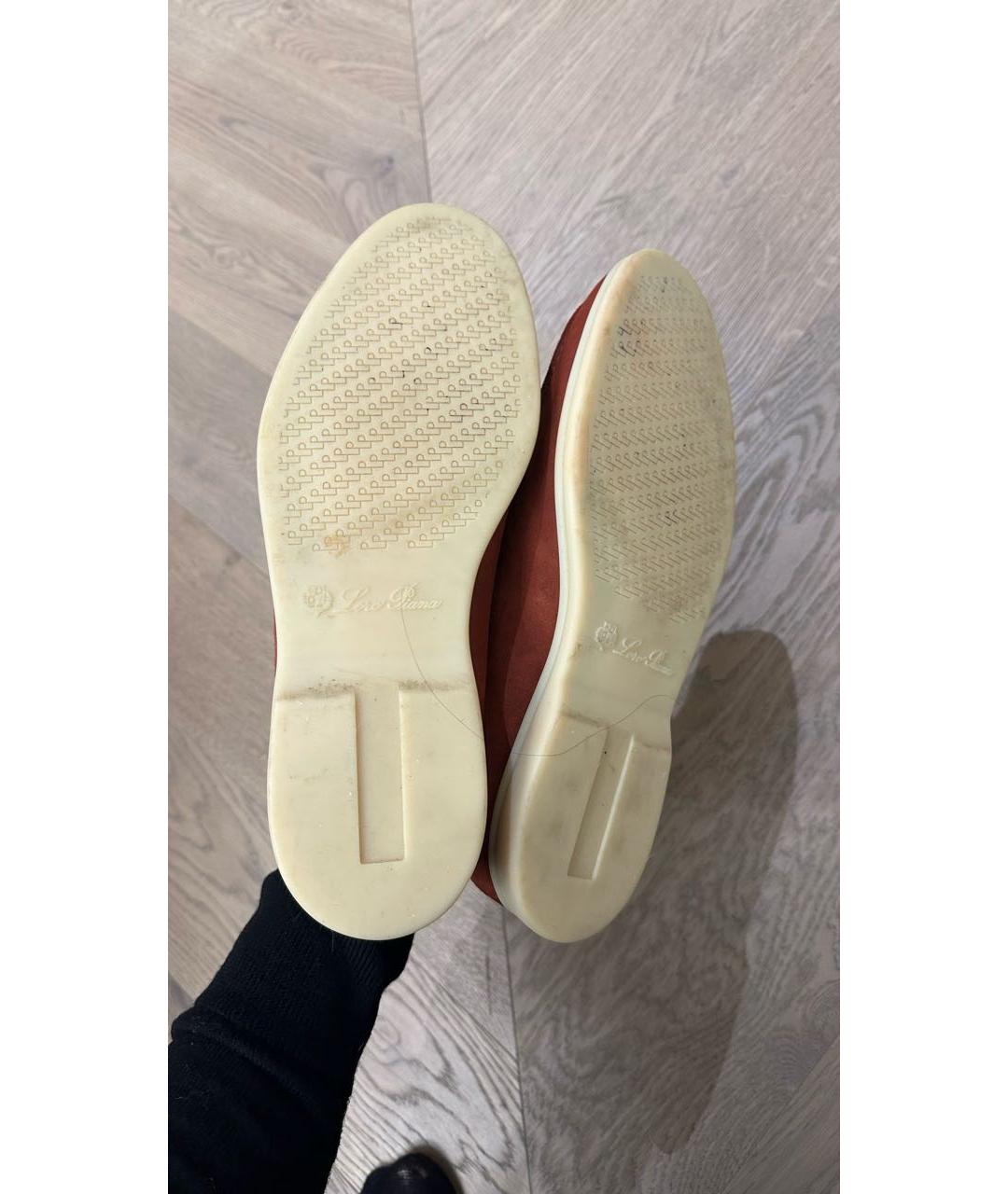 LORO PIANA Коралловые замшевые лоферы, фото 3