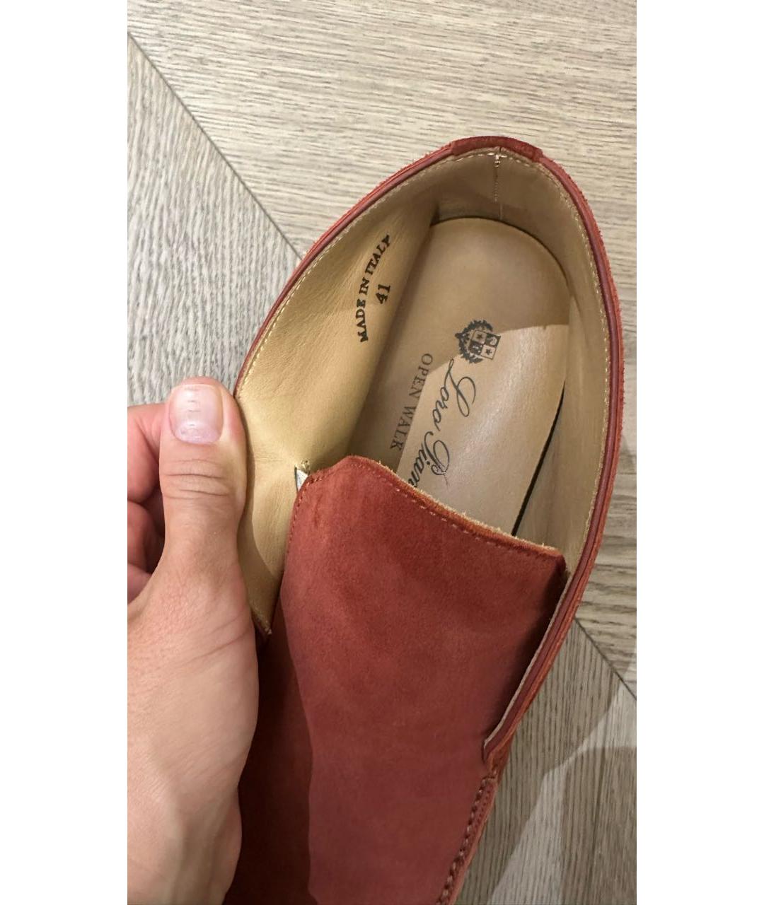 LORO PIANA Коралловые замшевые лоферы, фото 4
