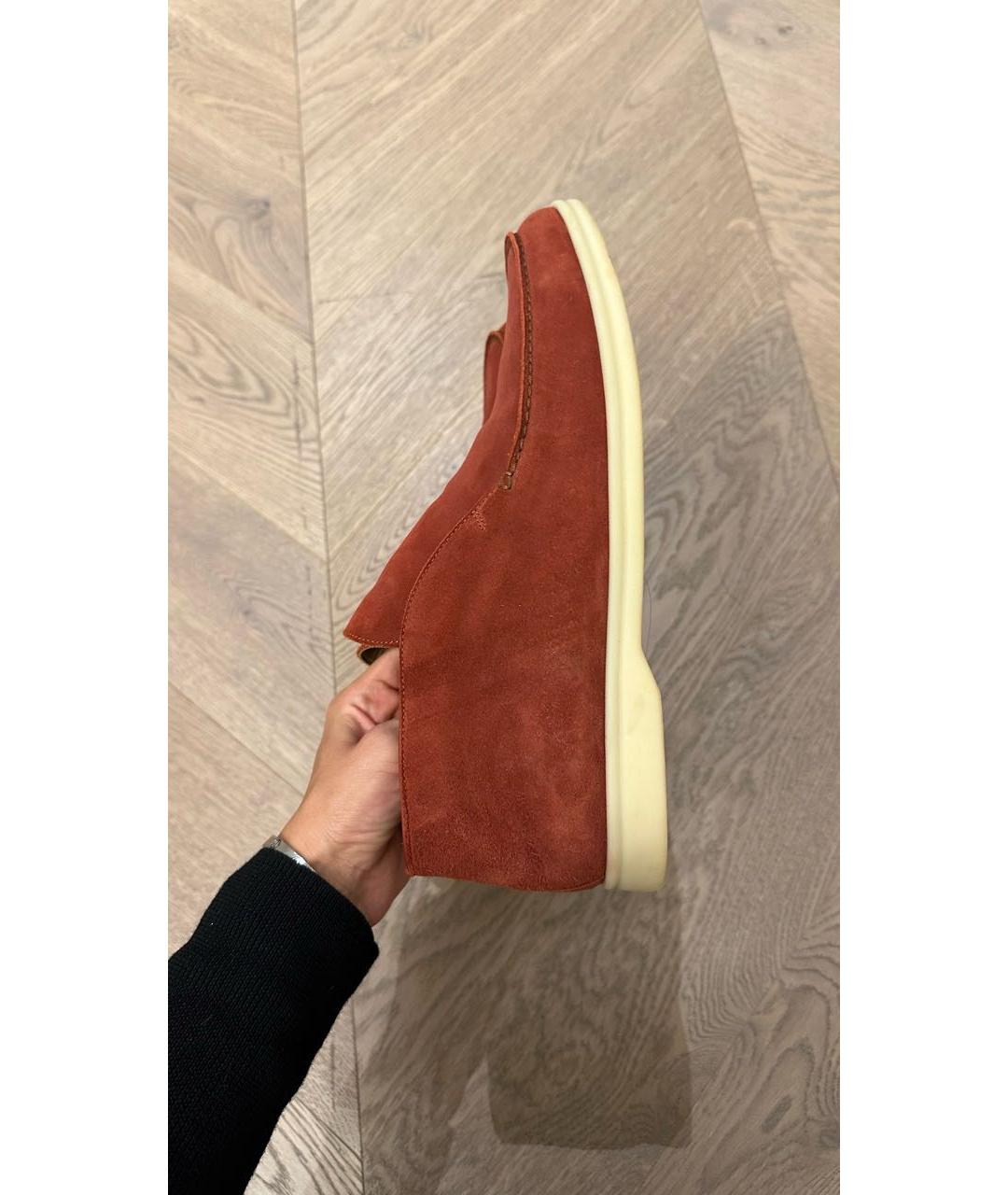 LORO PIANA Коралловые замшевые лоферы, фото 6