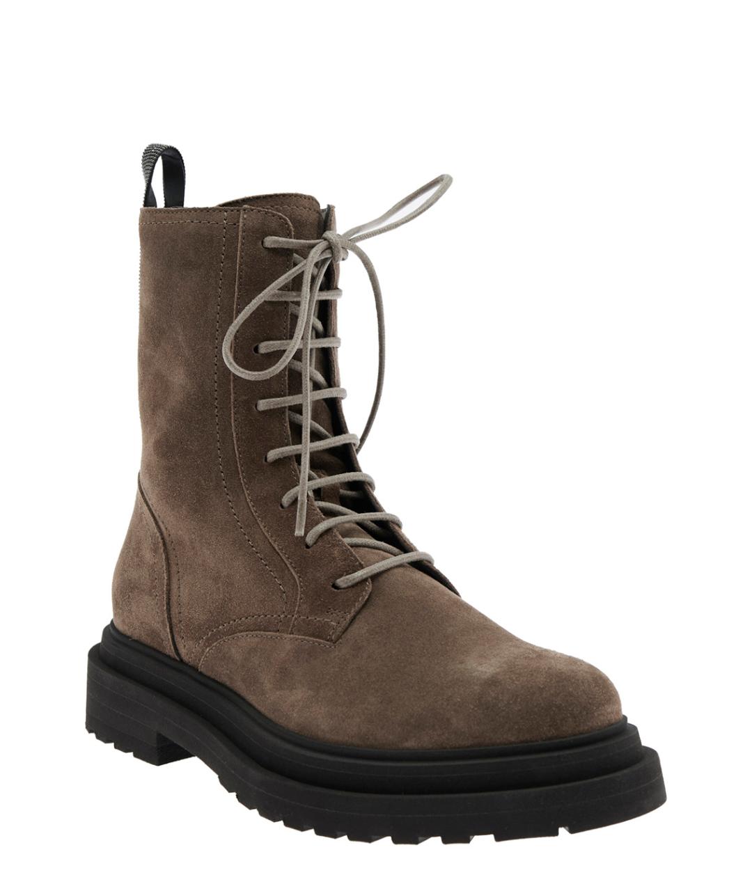 BRUNELLO CUCINELLI Коричневые кожаные ботинки, фото 2