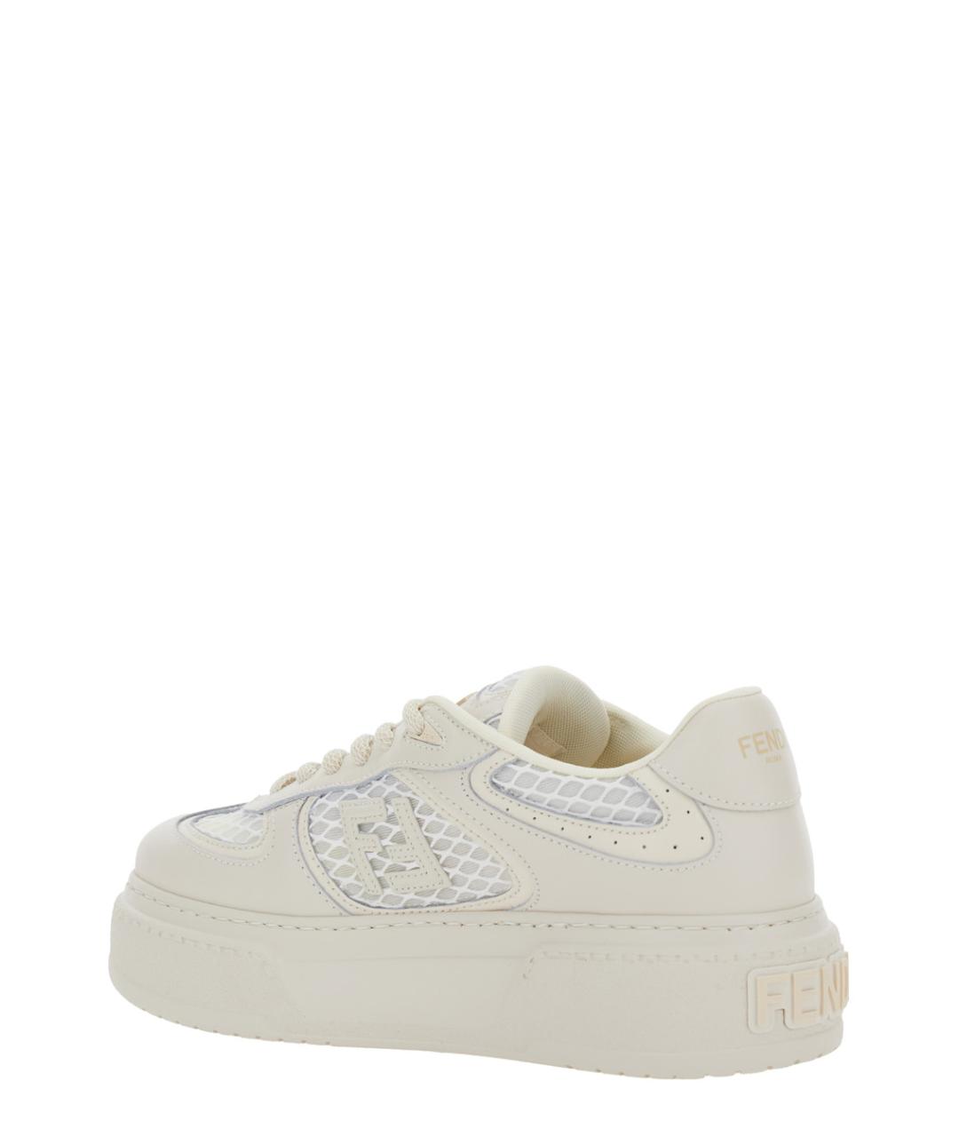 FENDI Белые кожаные кроссовки, фото 3