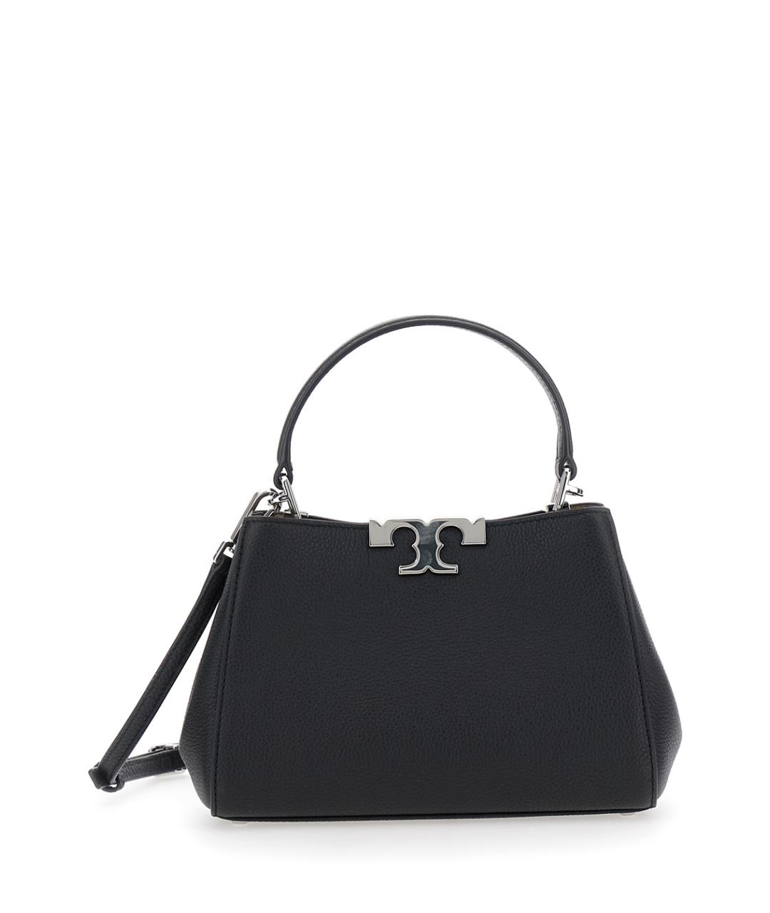 TORY BURCH Черная кожаная сумка с короткими ручками, фото 1