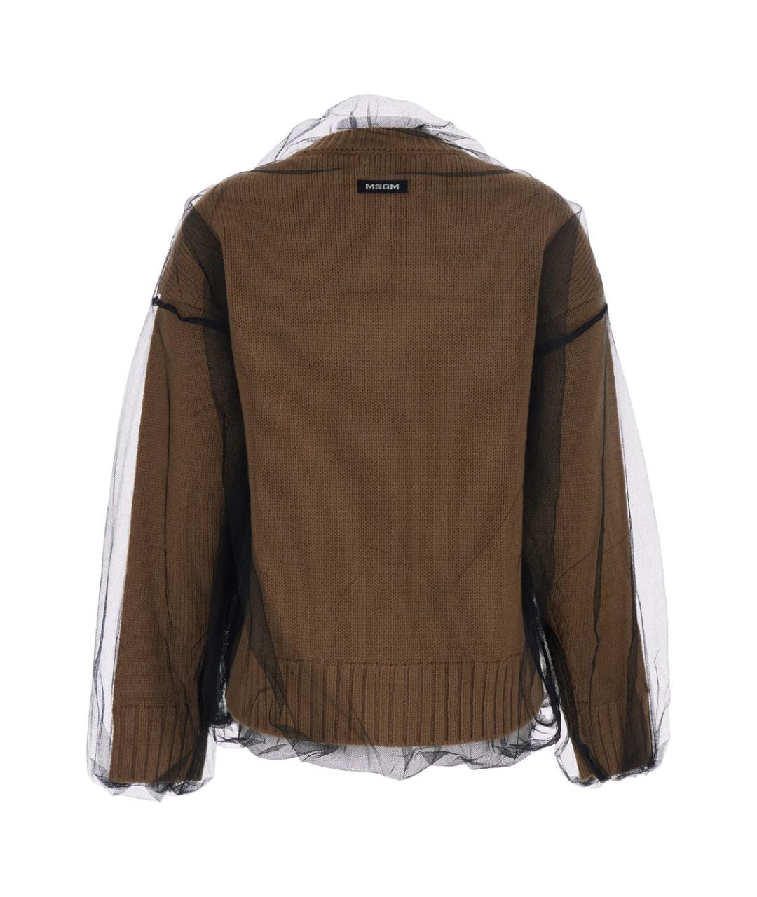 MSGM Коричневый шерстяной кардиган, фото 2