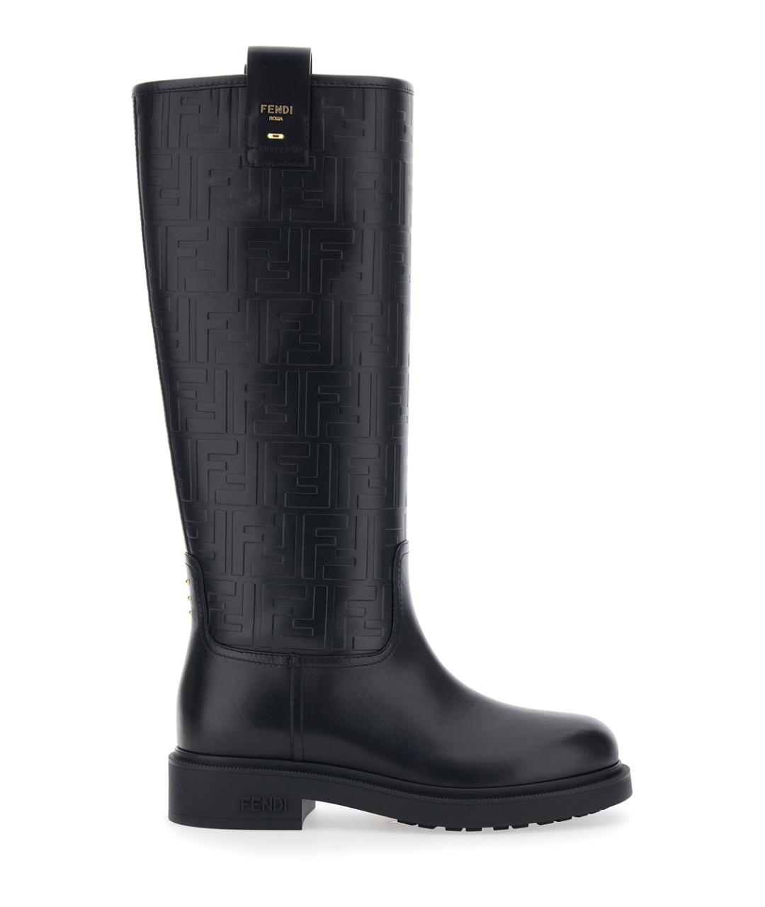FENDI Черные кожаные сапоги, фото 1