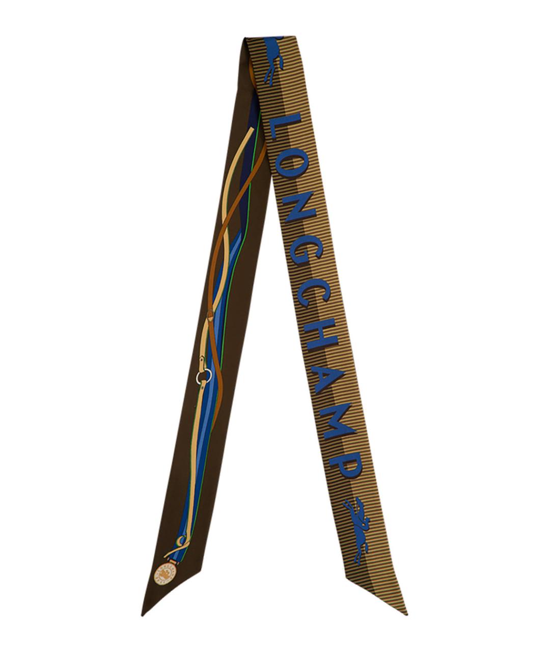 LONGCHAMP Зеленый шелковый шарф, фото 1