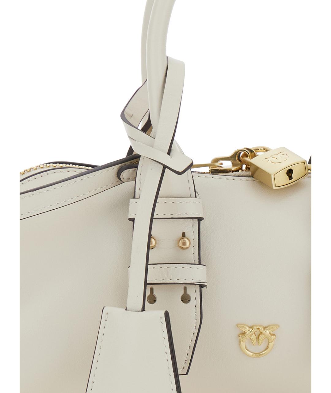PINKO Белая кожаная сумка с короткими ручками, фото 3