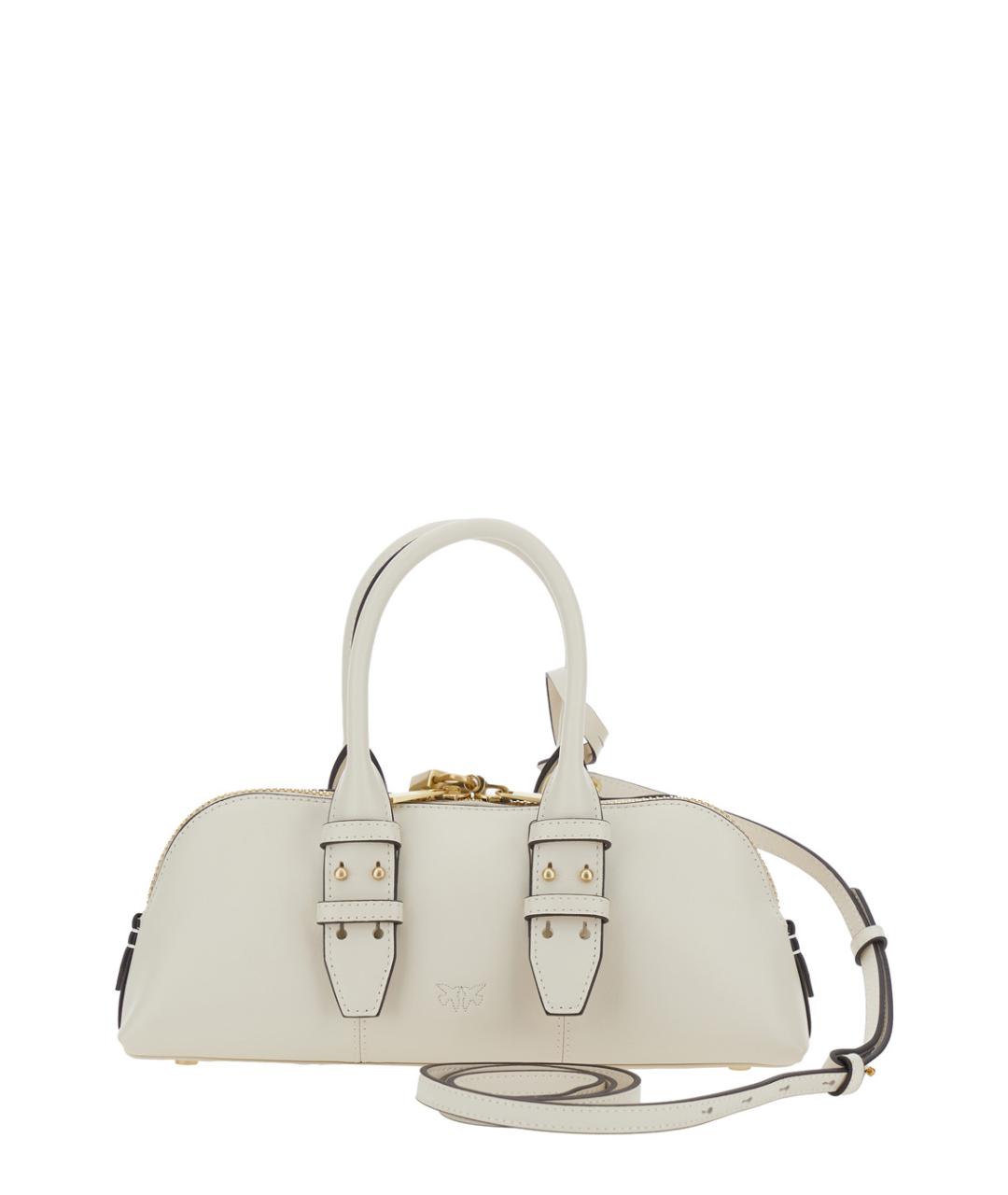 PINKO Белая кожаная сумка с короткими ручками, фото 2