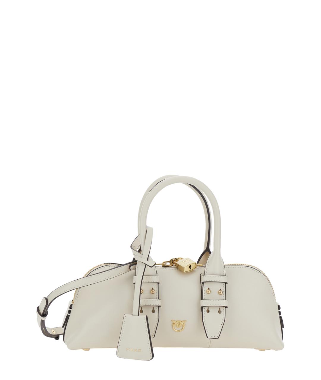PINKO Белая кожаная сумка с короткими ручками, фото 1