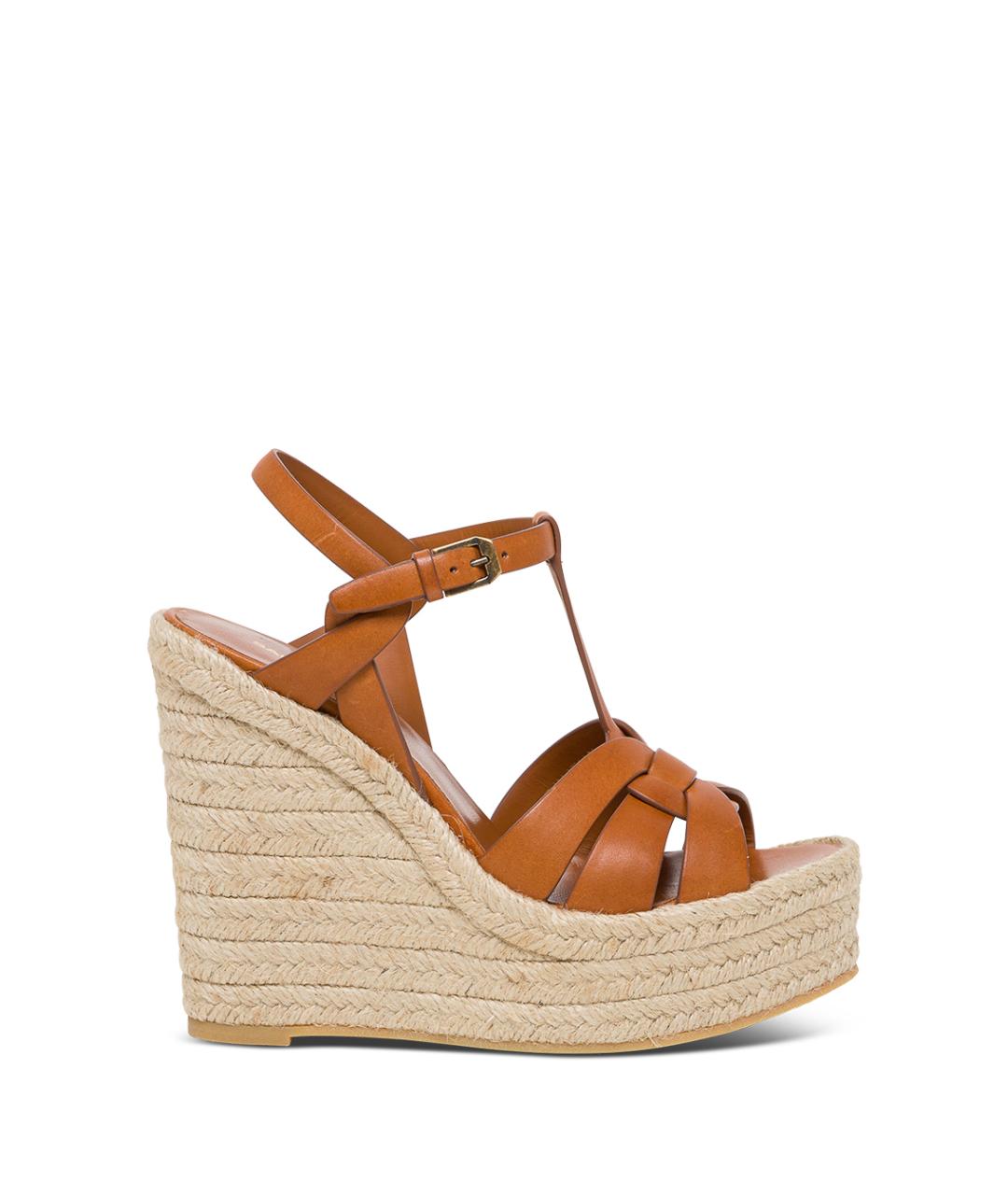 SAINT LAURENT Коричневые босоножки, фото 1