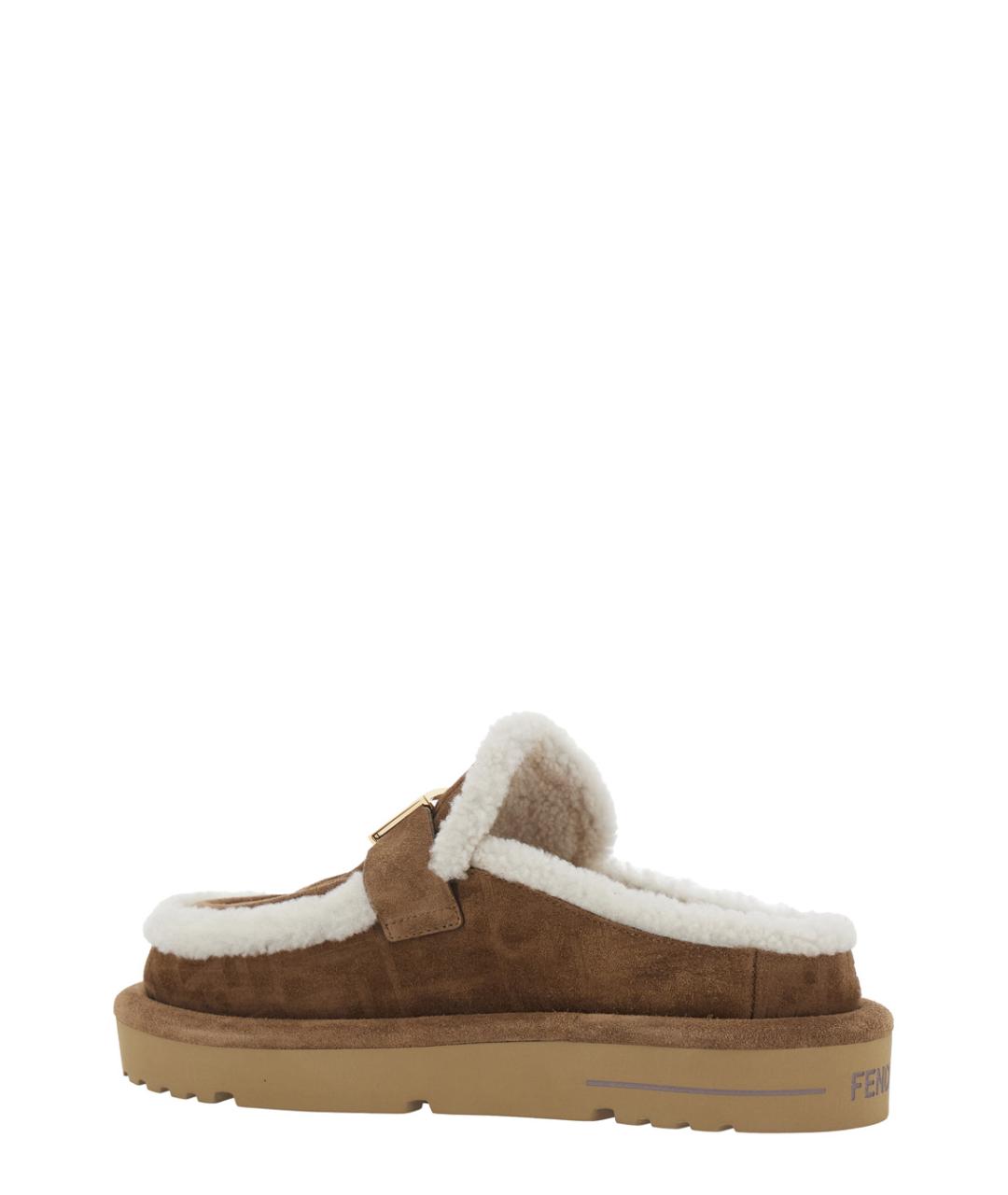 FENDI Бежевые замшевые мюли, фото 3