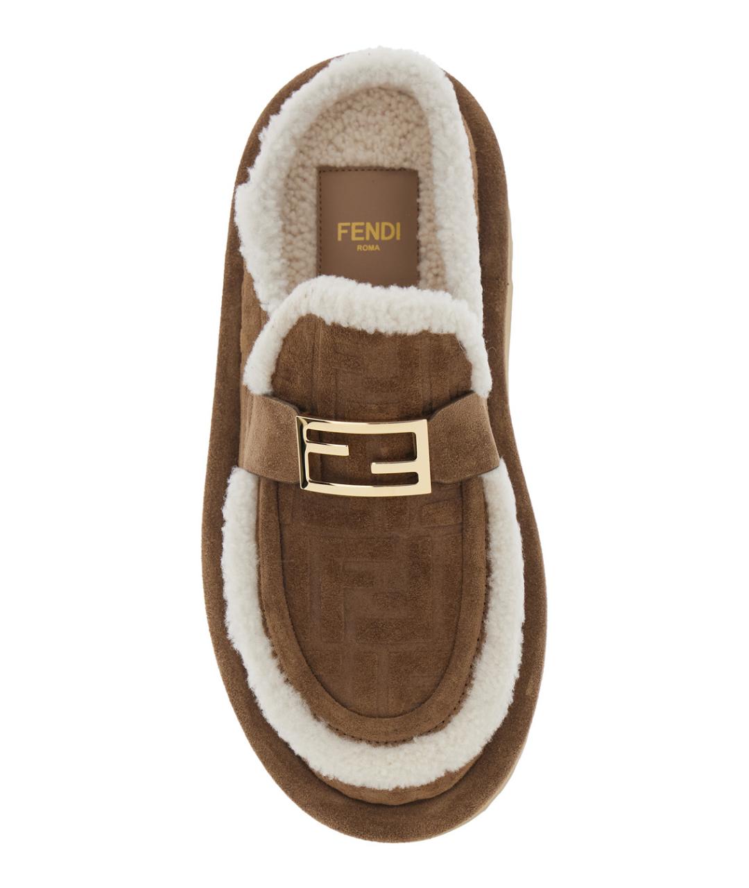 FENDI Бежевые замшевые мюли, фото 4