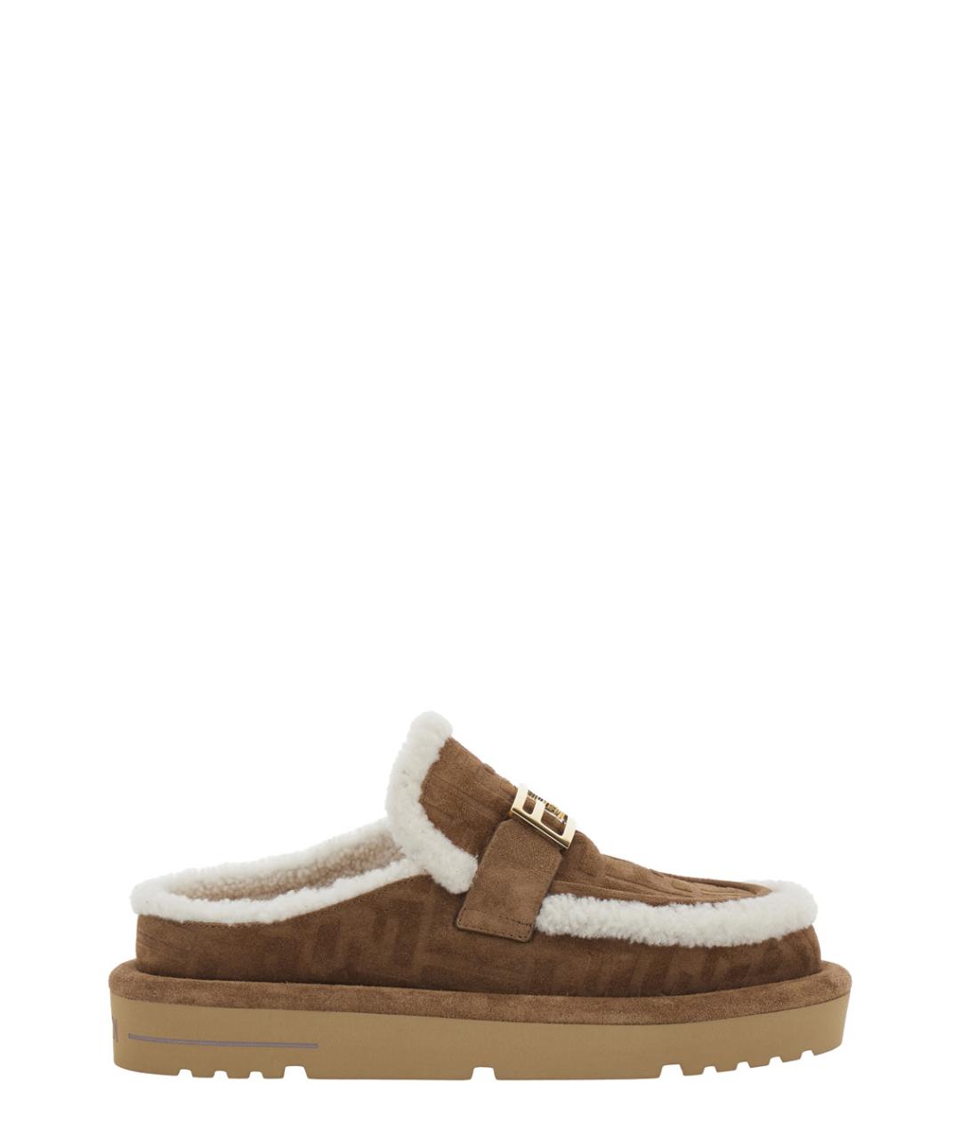 FENDI Бежевые замшевые мюли, фото 1